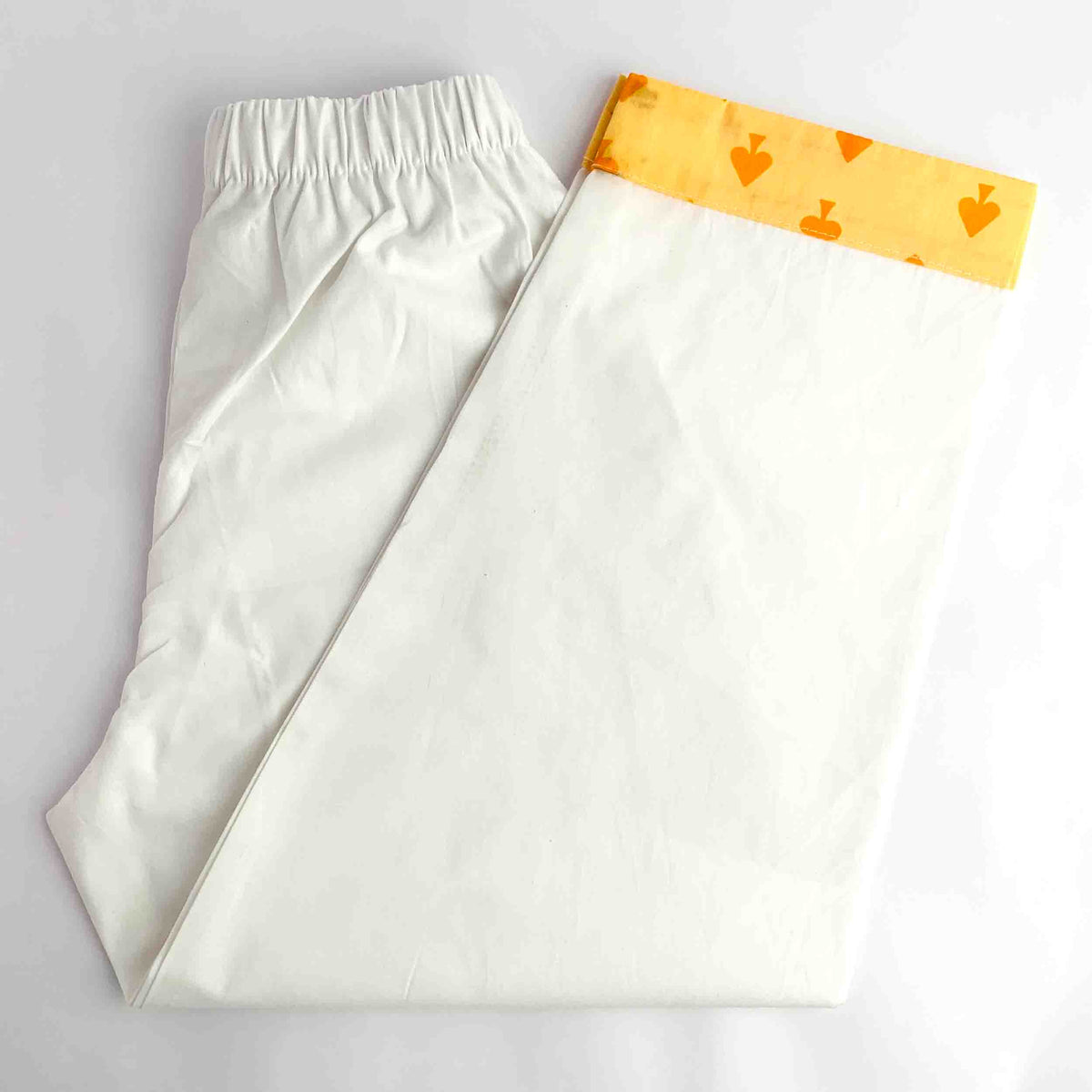 Cards Carnival Kurta Pajama for kids with white pajama and orange printed waistband