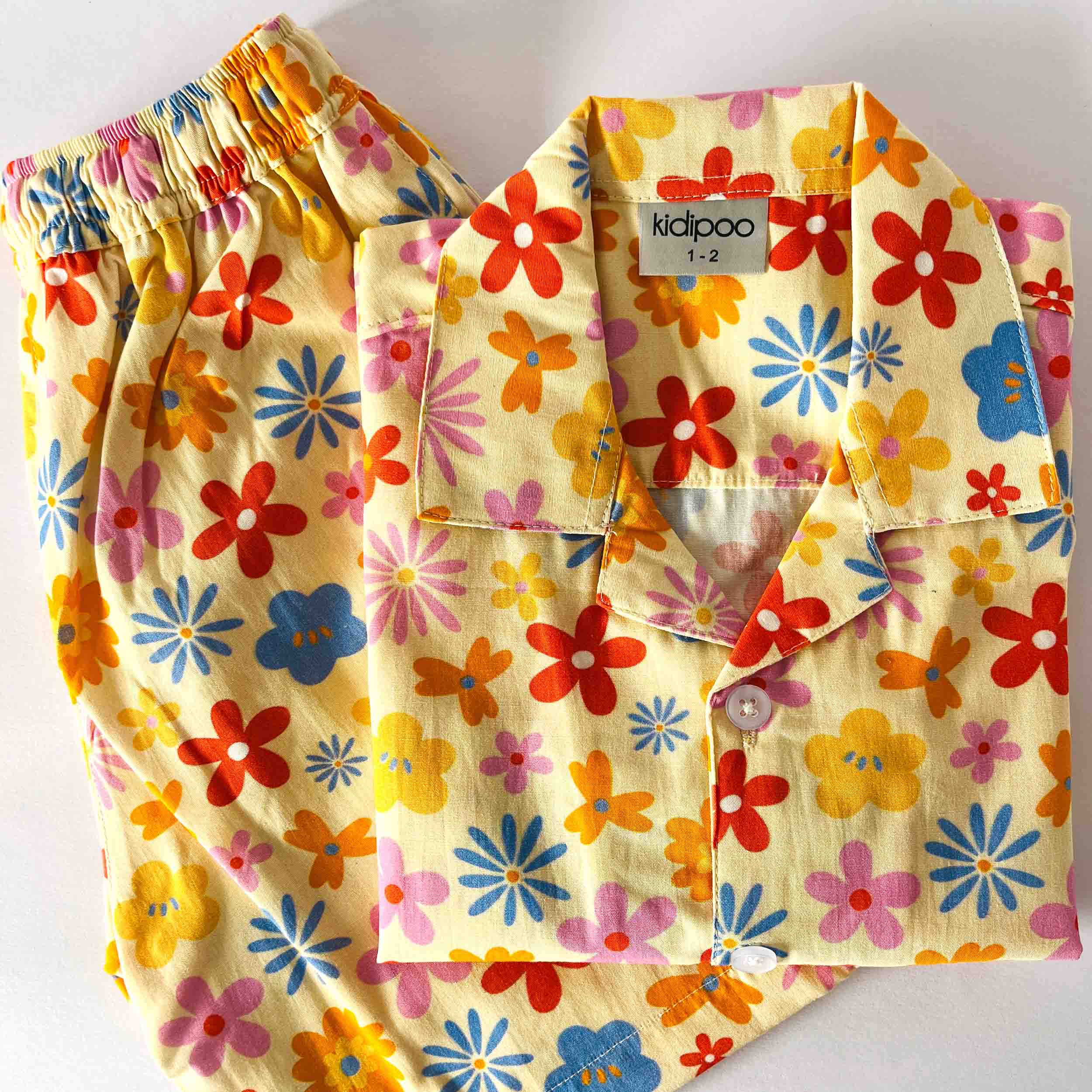 Kids multicolor floral print coord set shirt and shorts cotton summer outfit