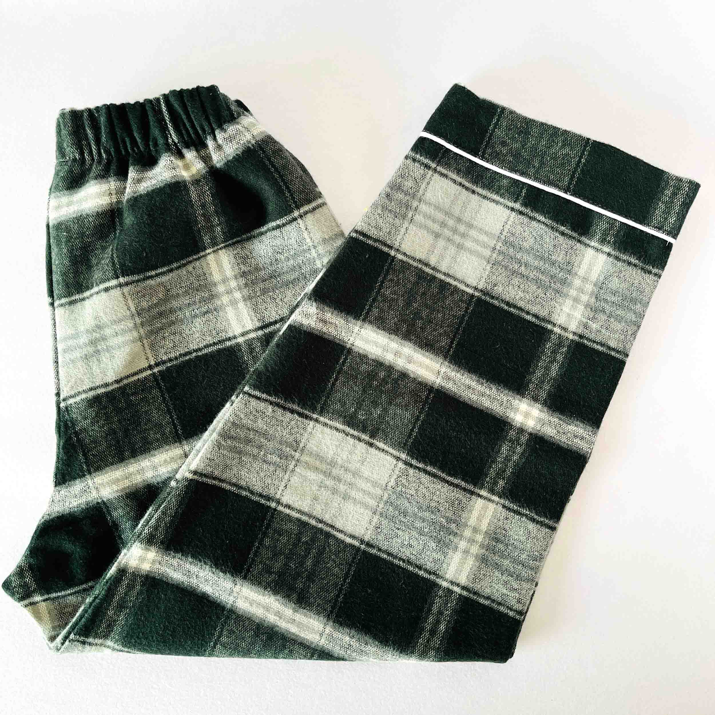 Kidipoo kids emerald green checkered flannel pajama elastic waist soft warm kids sleepwear bottom