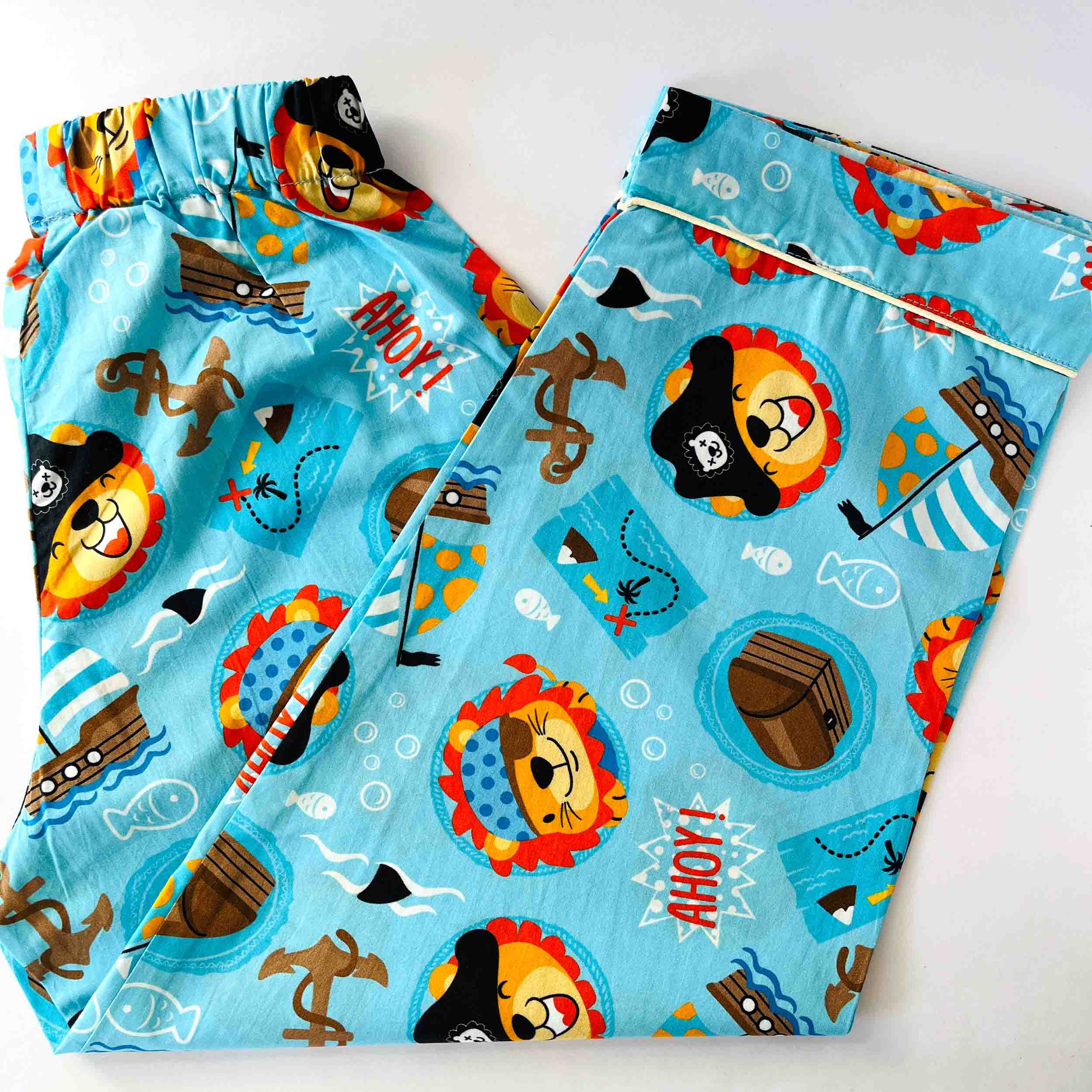 Kidipoo kids pirates print cotton pajama elastic waist comfortable kids sleepwear bottom