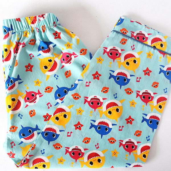 Kidipoo kids shark print cotton pajama elastic waist comfortable sleepwear bottom