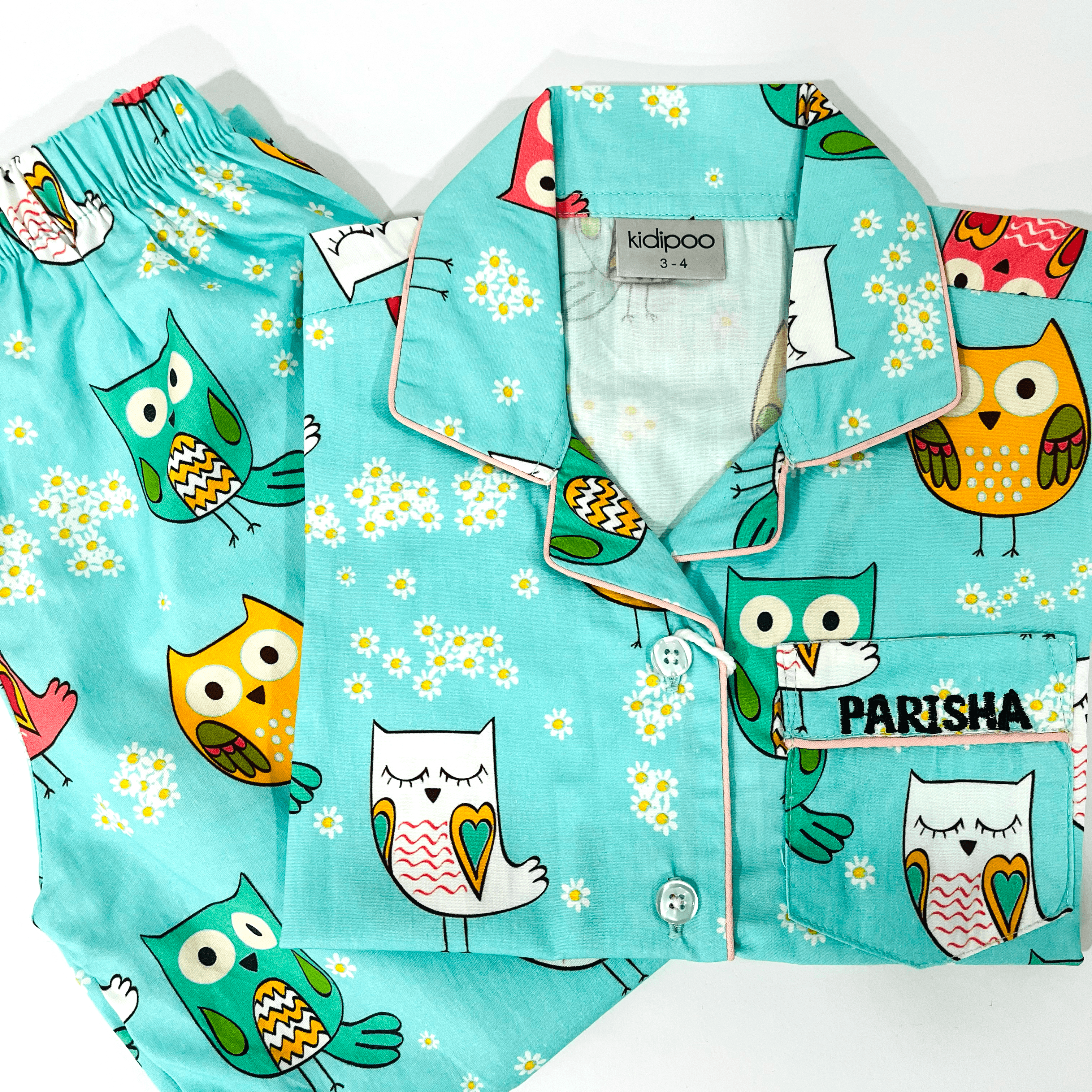 Mint Green Kewl Owl Night Suit