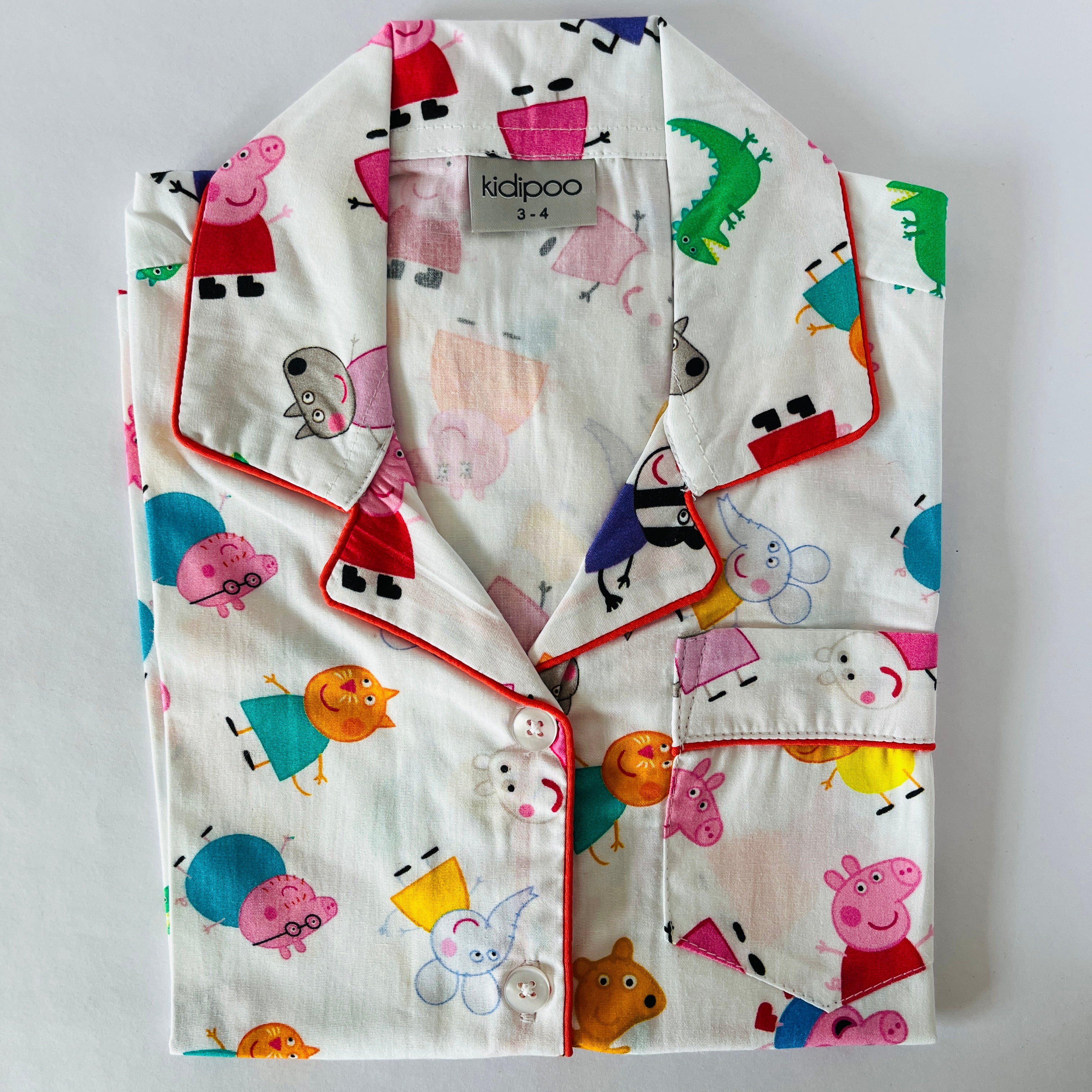 White Doodle Peppa Pig Night Suit