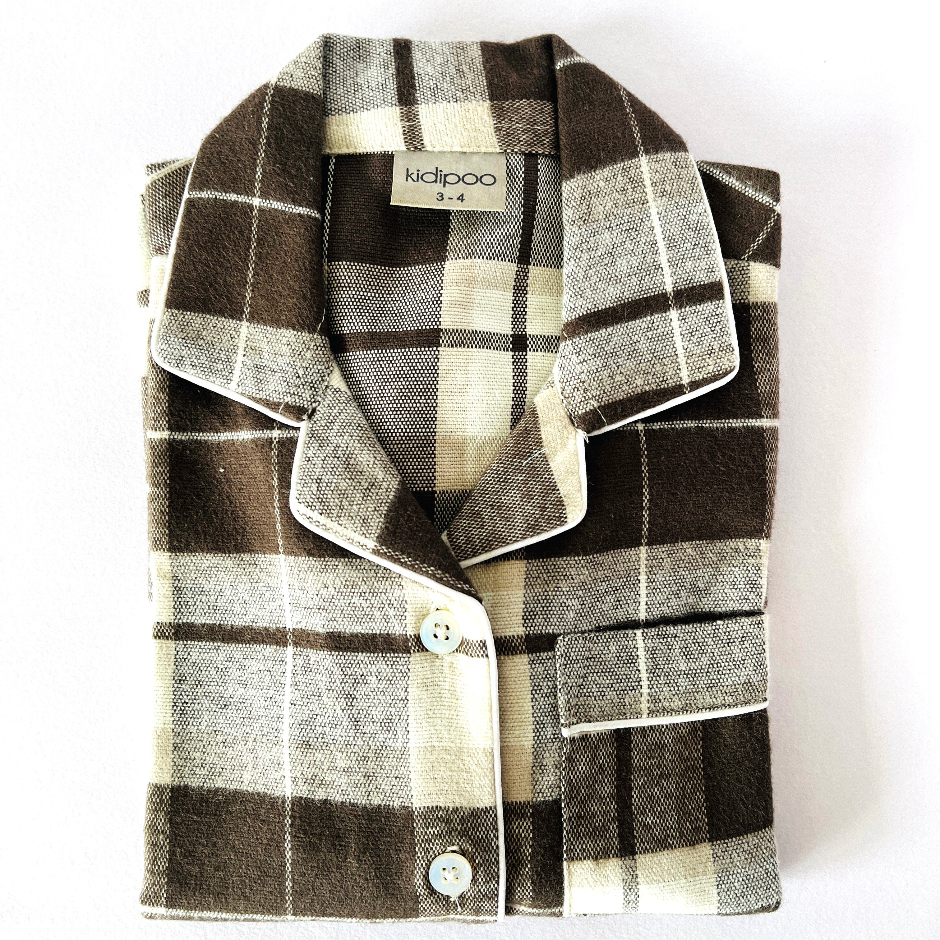 Brown Checks Flannel Night Suit