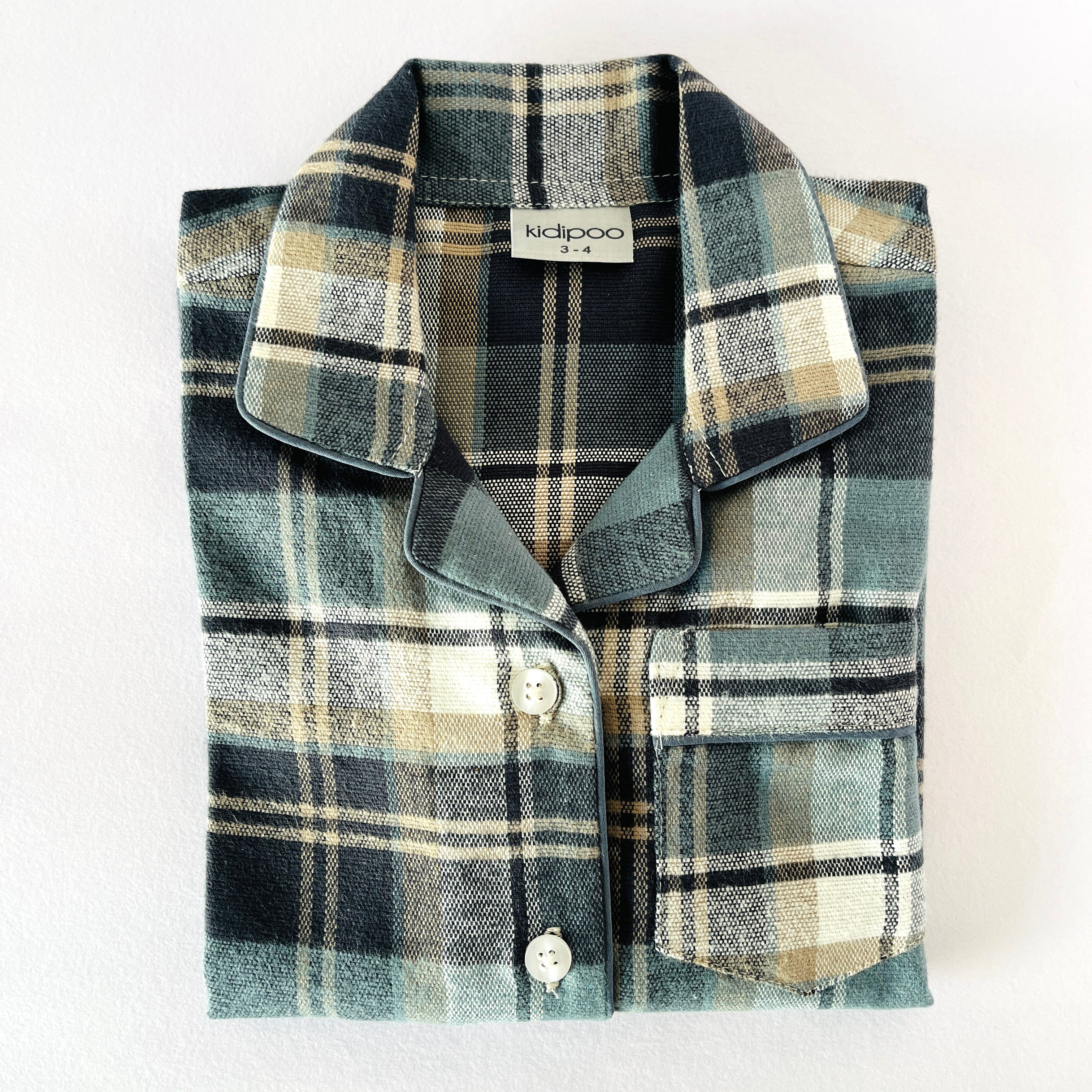 Teal Checks Flannel Night Suit