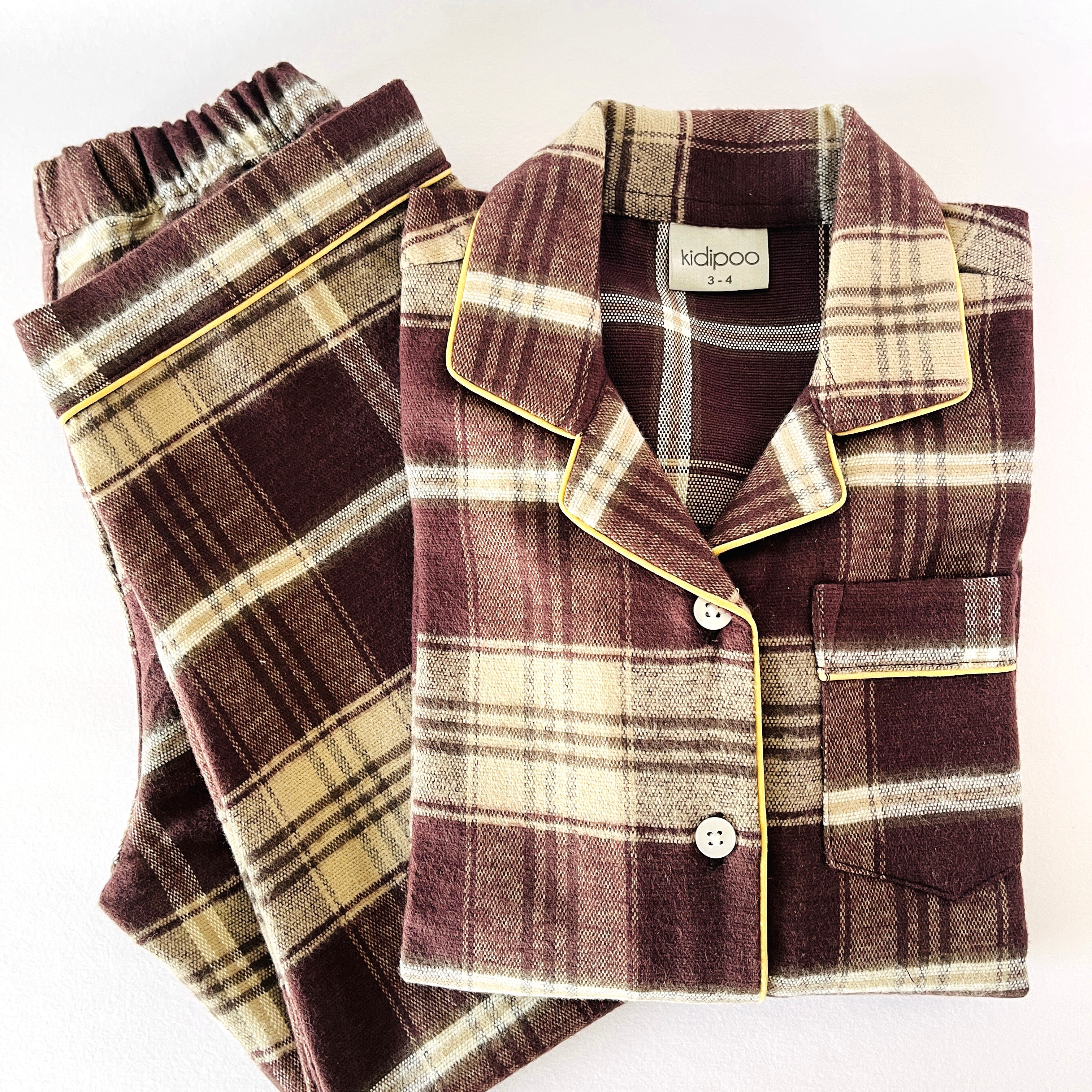 Chocolate Checks Flannel Night Suit