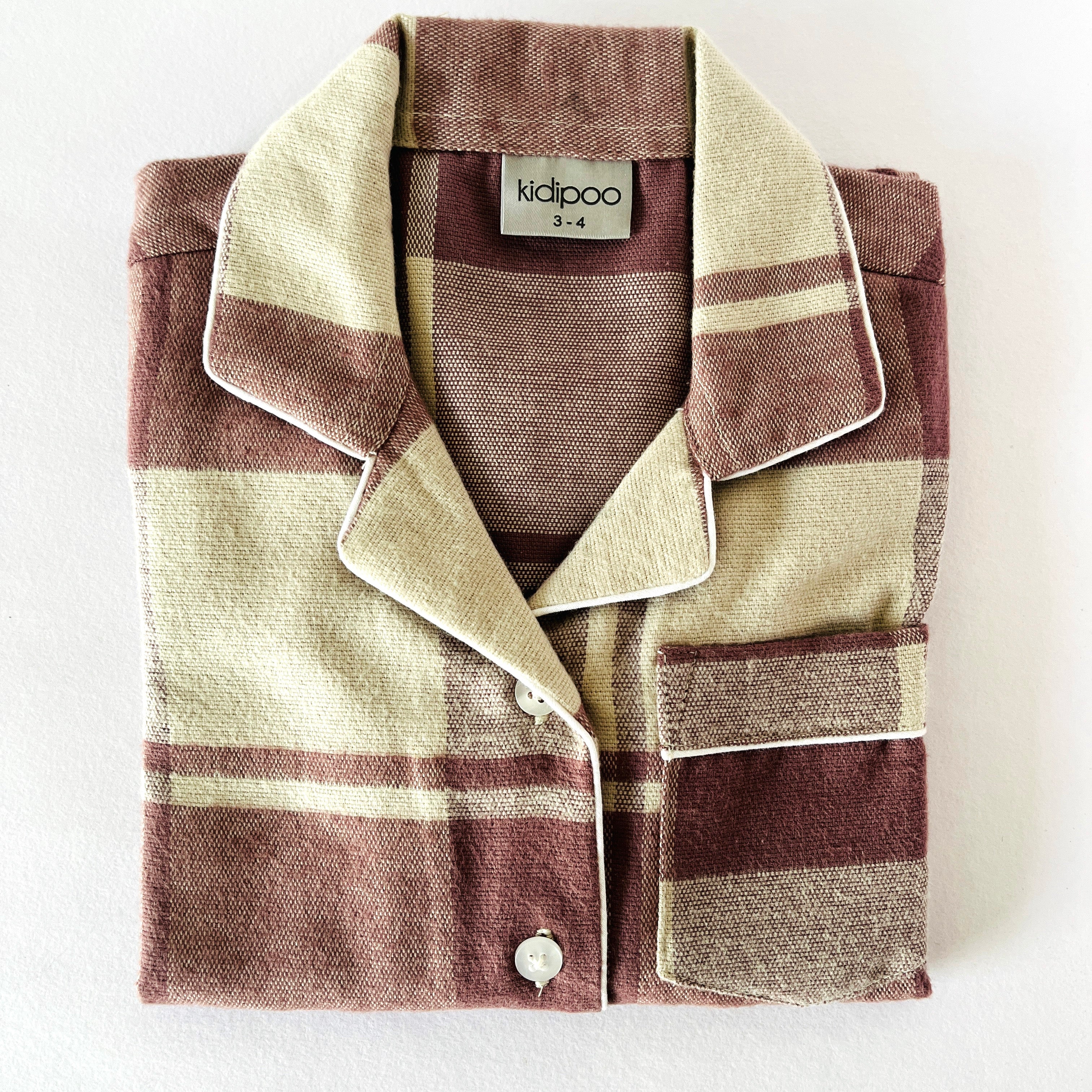 Pastel Pink Checks Flannel Night Suit