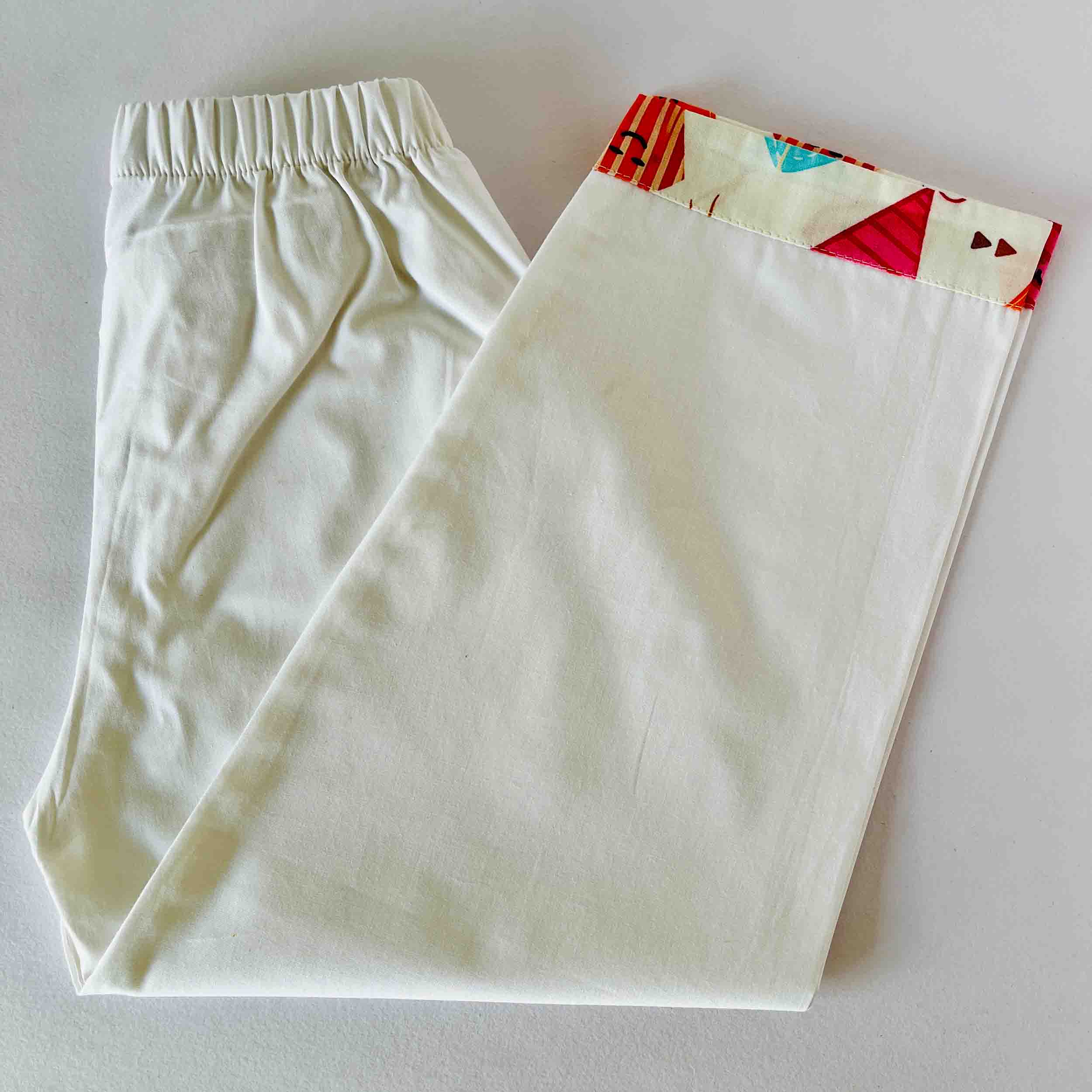 Kids plain white cotton pajama elastic waist soft breathable comfortable ethnic bottom for boys and girls