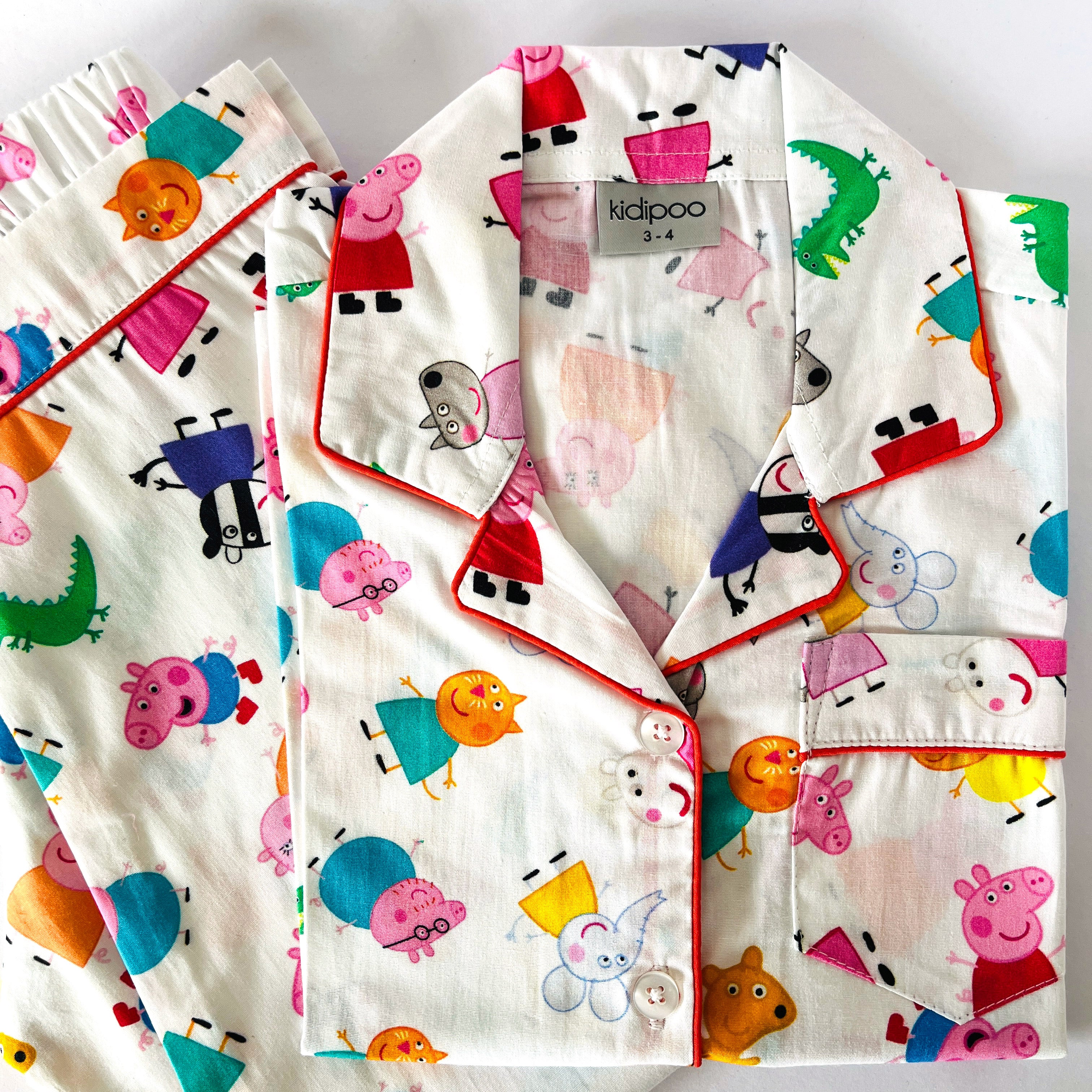 White Doodle Peppa Pig Night Suit