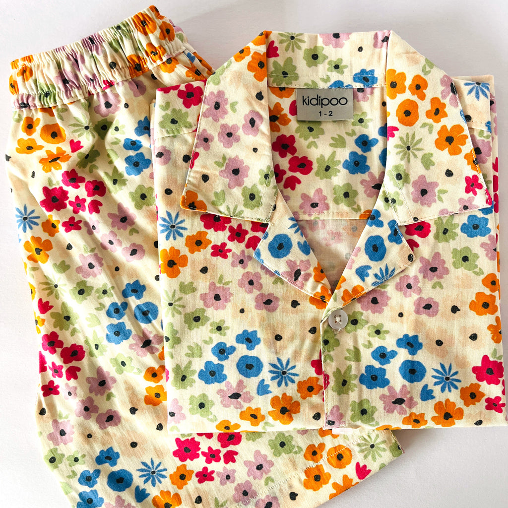 White Colour Floral Coord Set -Pure Cotton