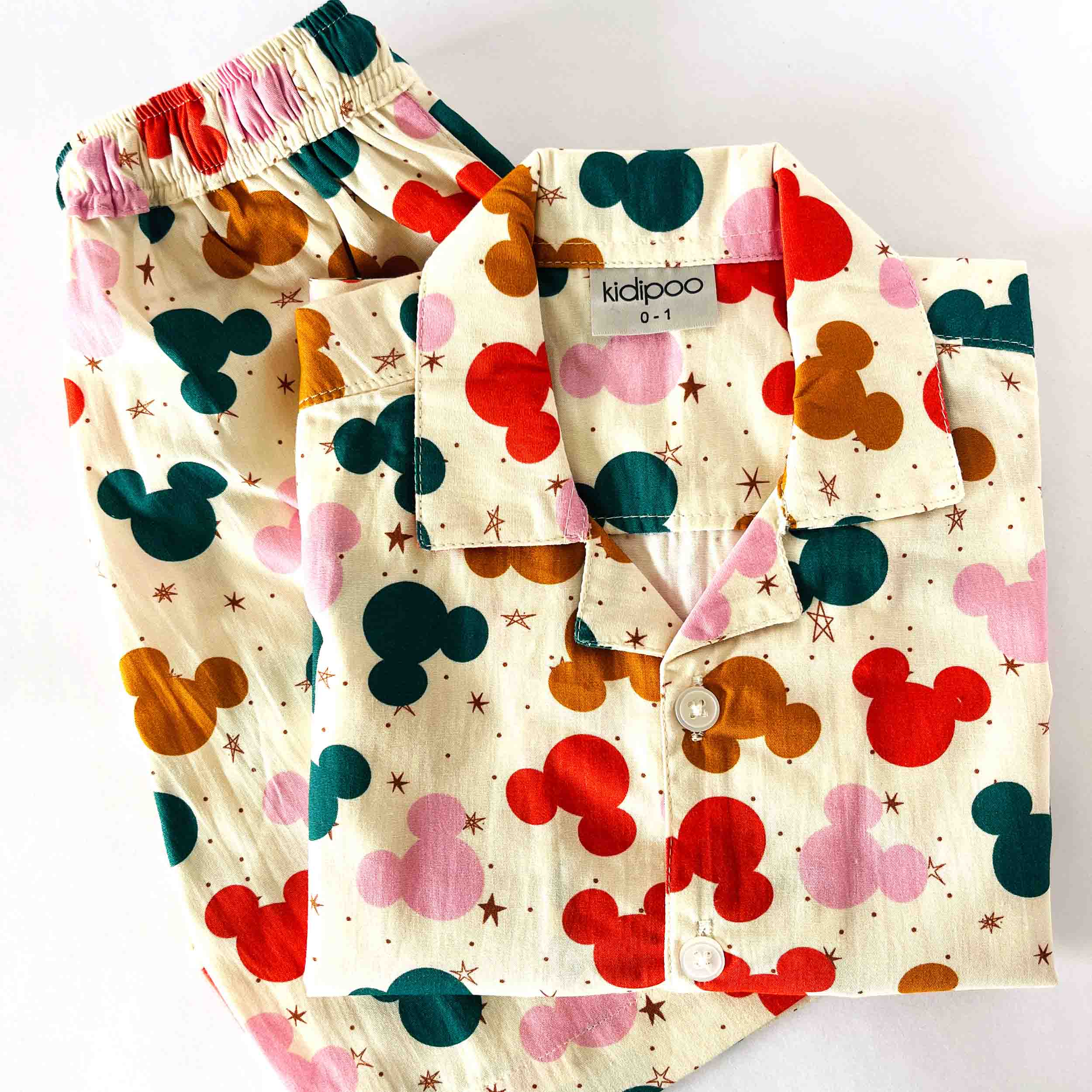 Kids cartoon doodle print coord set shirt and shorts cotton summer outfit