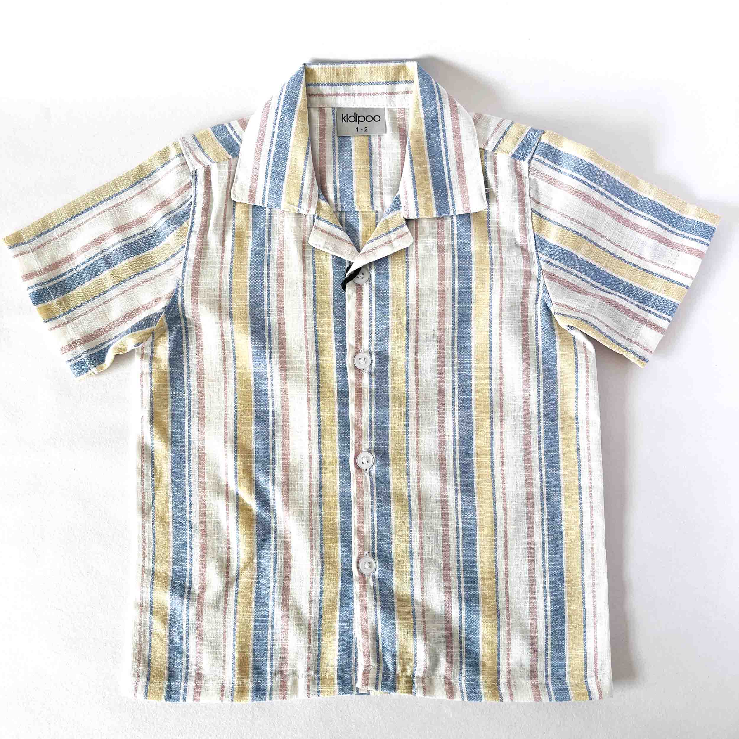 Multi Striped short-sleeve shirt on a white background