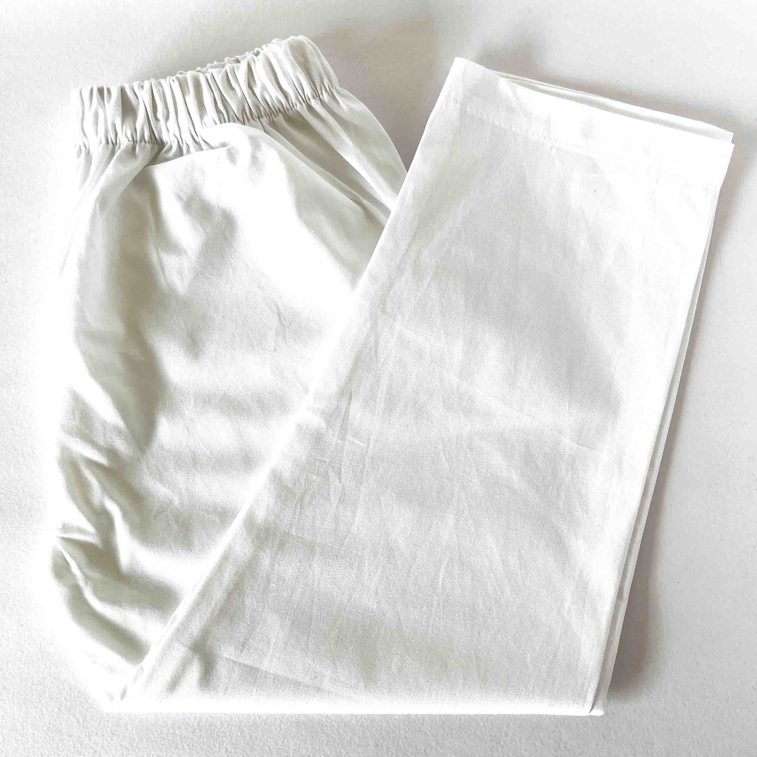 Kids white cotton plain pajama with elastic waist soft breathable comfortable kurta pajama bottom