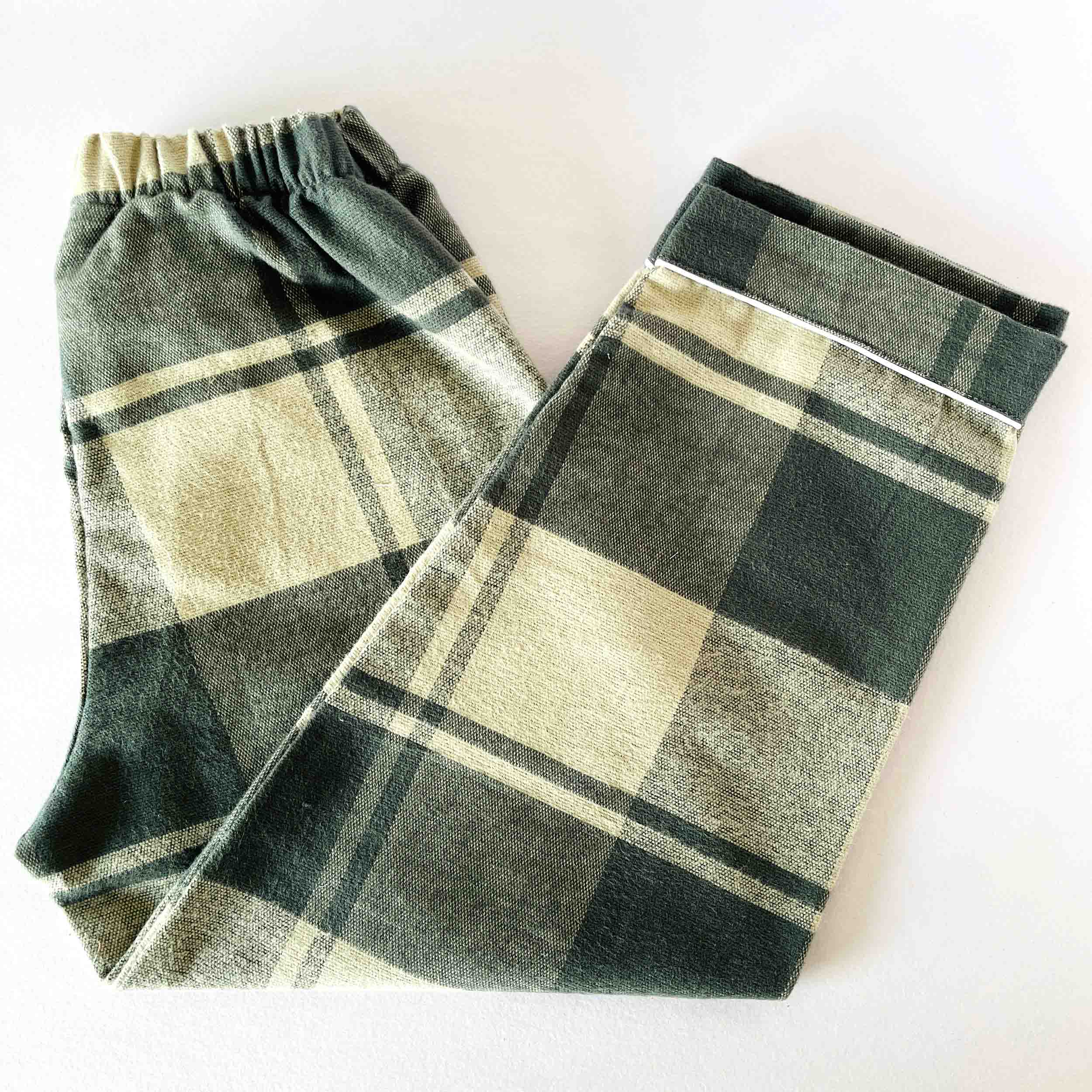 Kidipoo kids pastel green checkered flannel pajama elastic waist soft warm kids sleepwear bottom