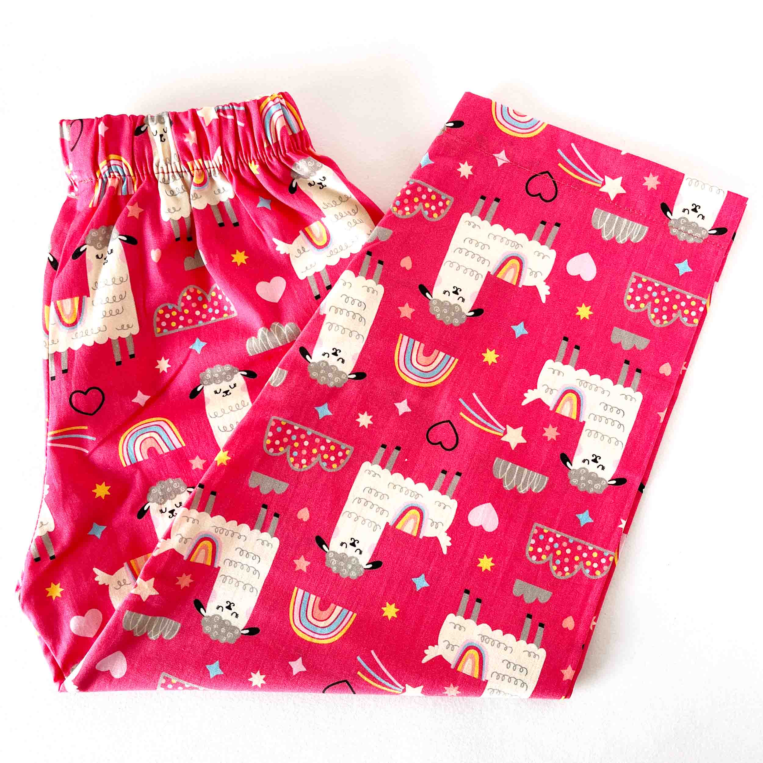 Kids pink Llama print pajama set soft cotton nightwear comfortable sleepwear