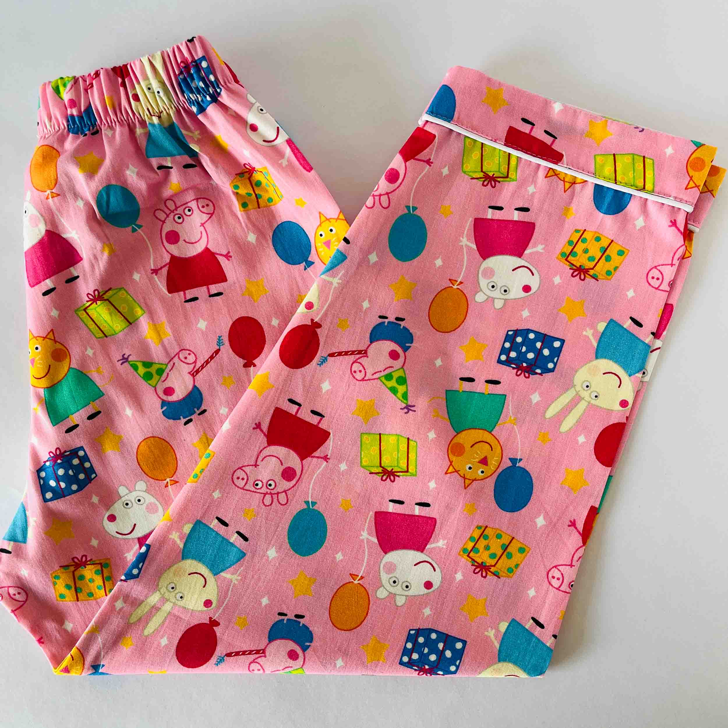 Kids Peppa pig party print pajama elastic waist cotton nightwear bottom