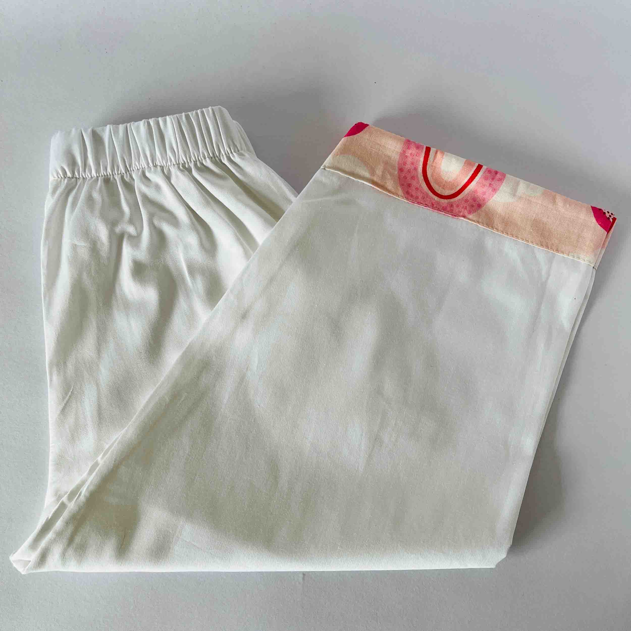 Kids white cotton plain pajama with elastic waist soft breathable kurta pajama bottom