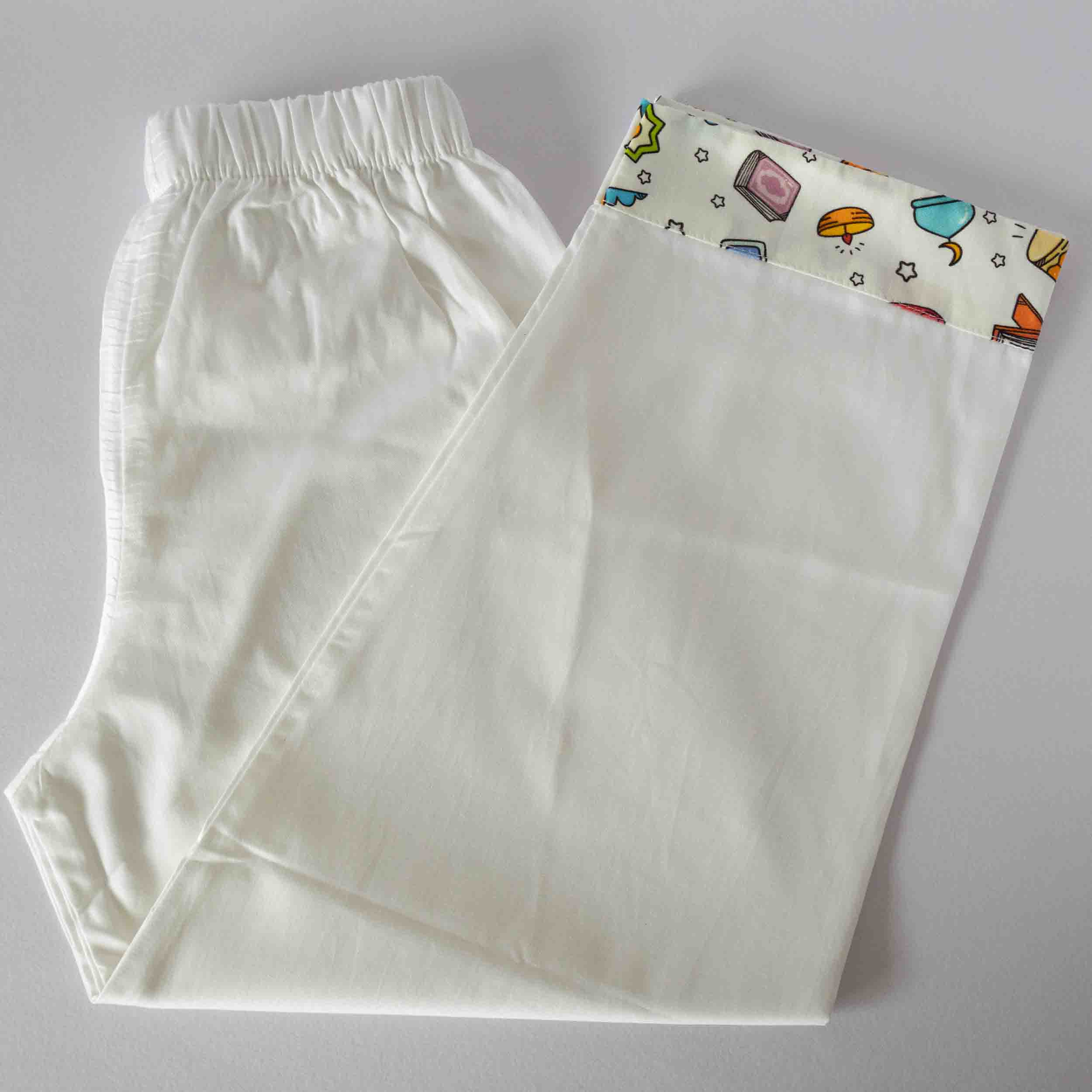 Kidipoo kids white cotton pajama elastic waist comfortable bottom wear