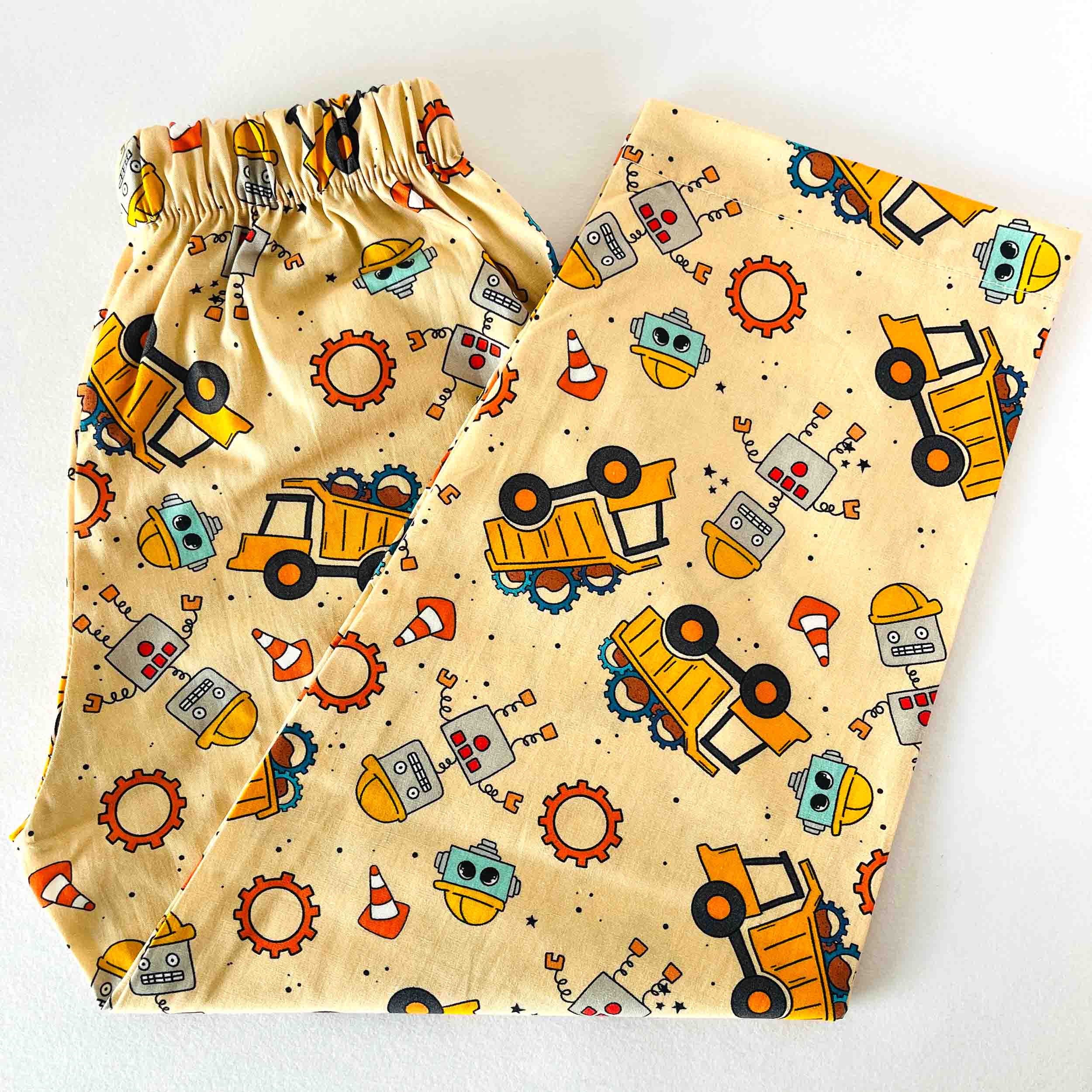 Kids pajama with robot print elastic waist cotton sleepwear