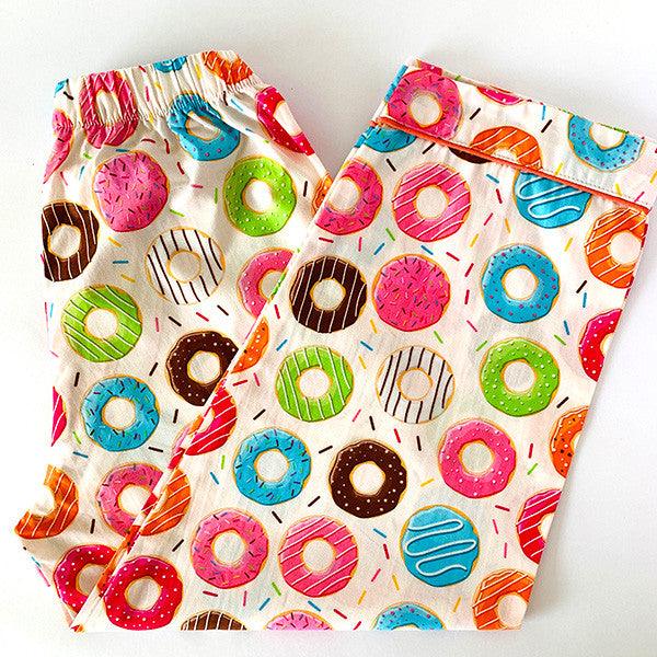 Kids colorful donuts print pajama elastic waist cotton nightwear bottom