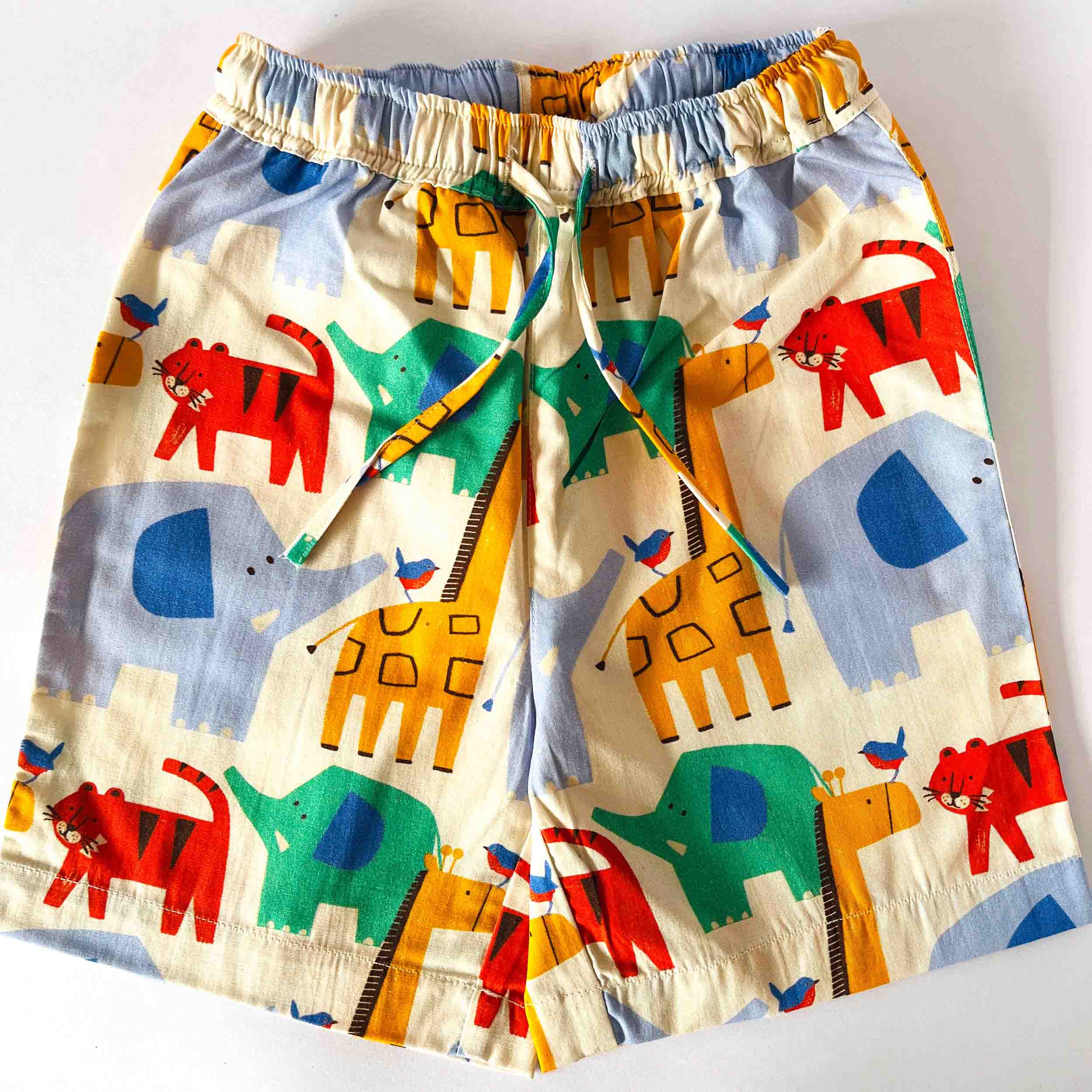 Kids shorts with multicolor animal print elastic waist summer wear