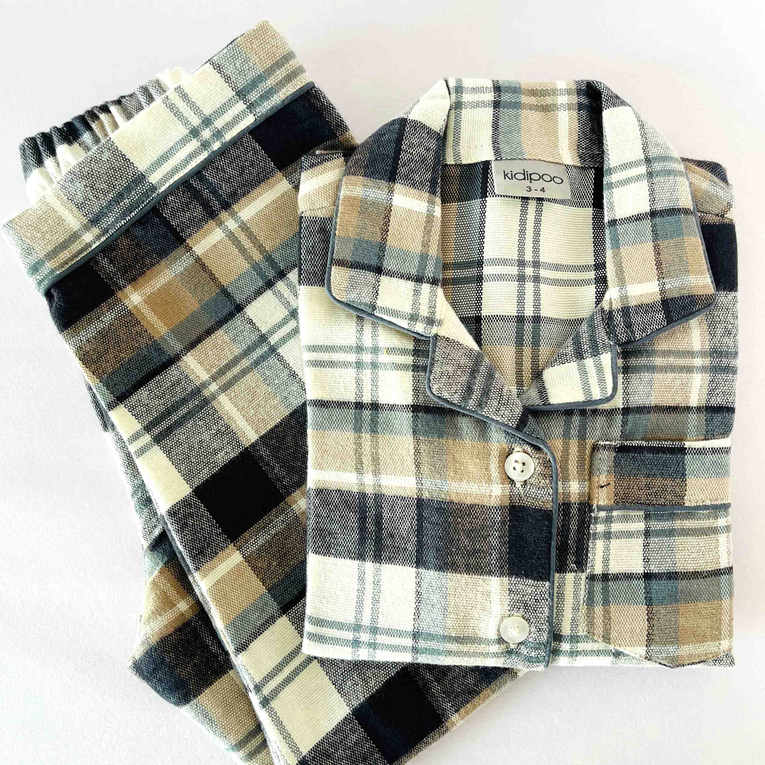 Plaid shirt and pants set on a white background