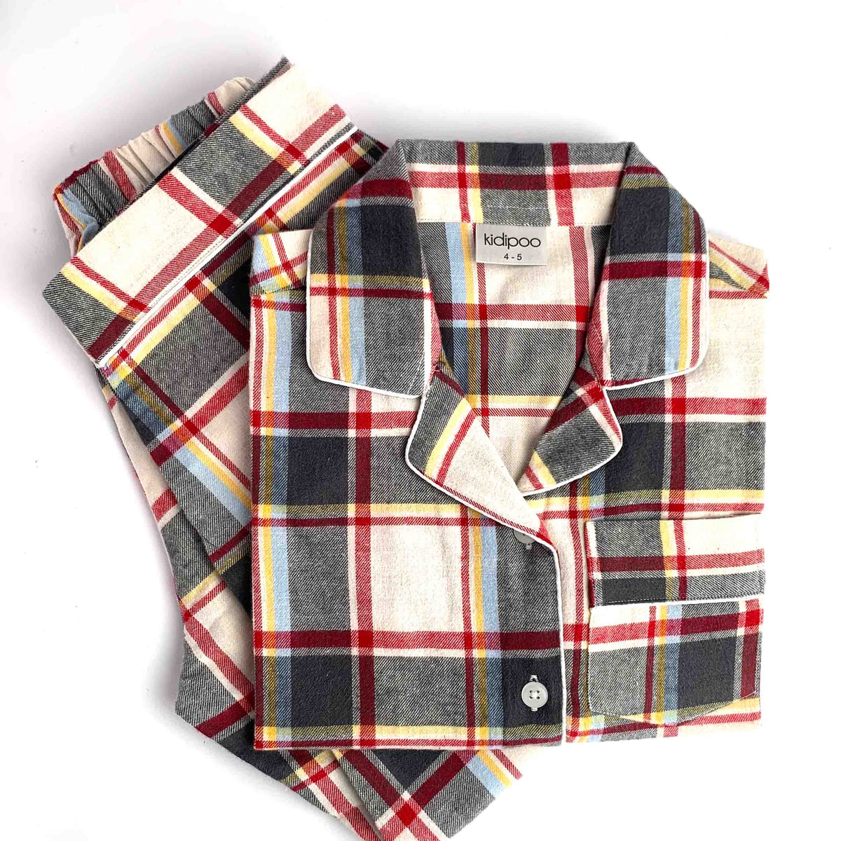 Winter Berry Checks Flannel Night Suit for Kids – Shirt and Pajama Set