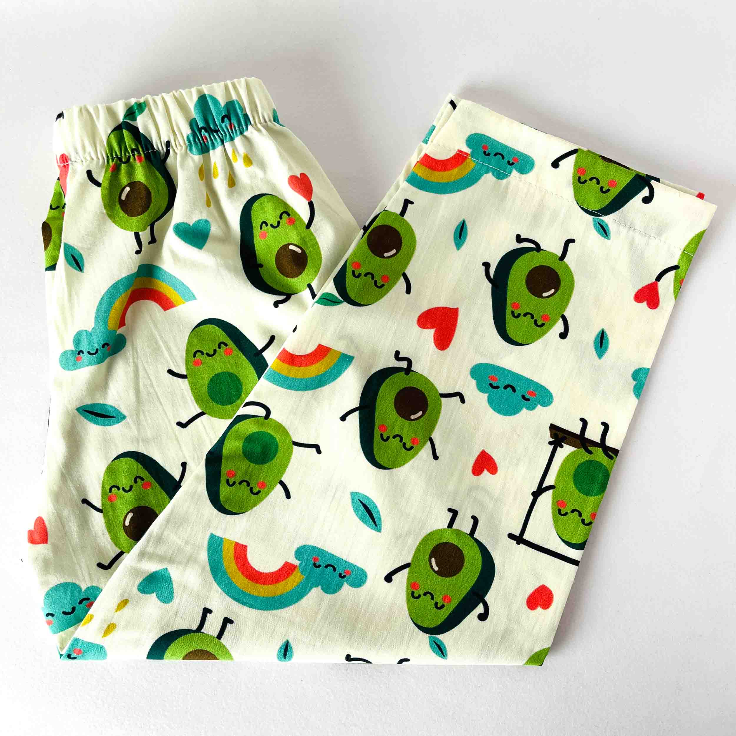 Kids avocado print cotton pajama with elastic waistband soft breathable comfortable nightwear for boys and girls