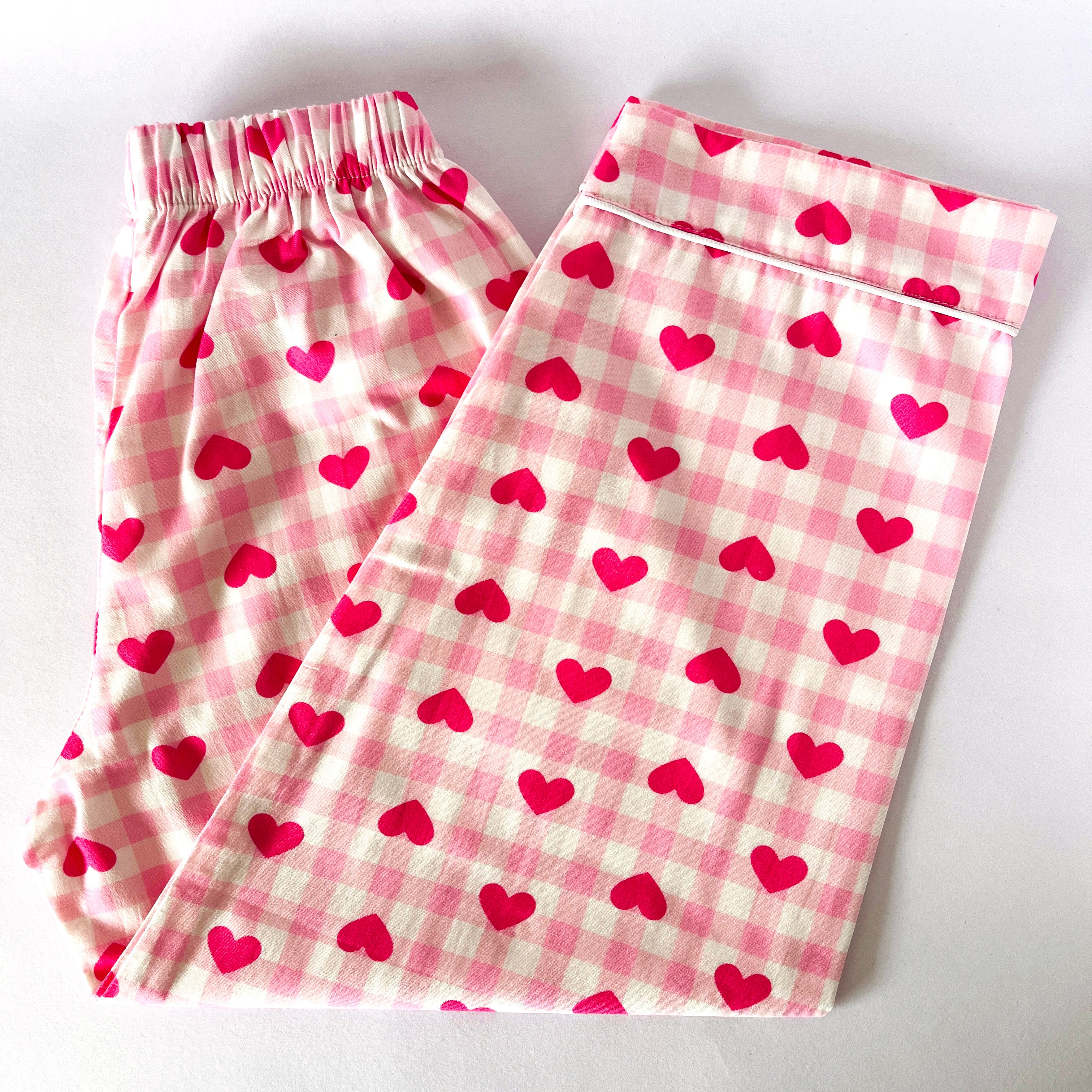 Pink Checks with Hearts Night Suit
