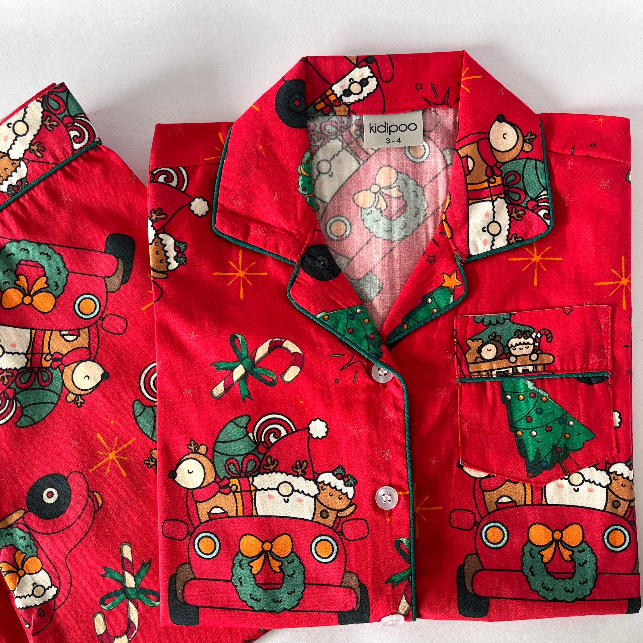 Red Car Santa Night Suit