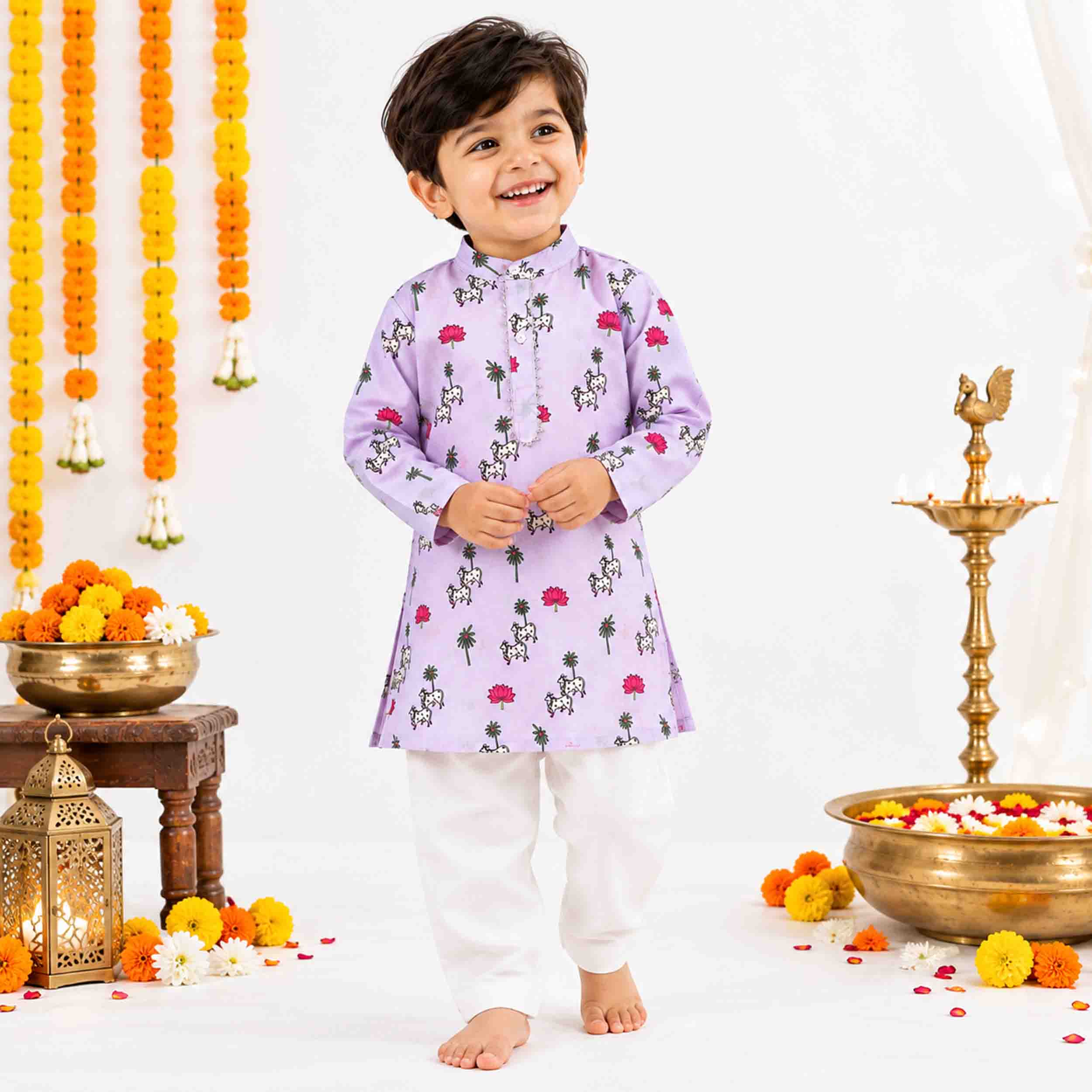 Purple Pichwai Kurta Pajama