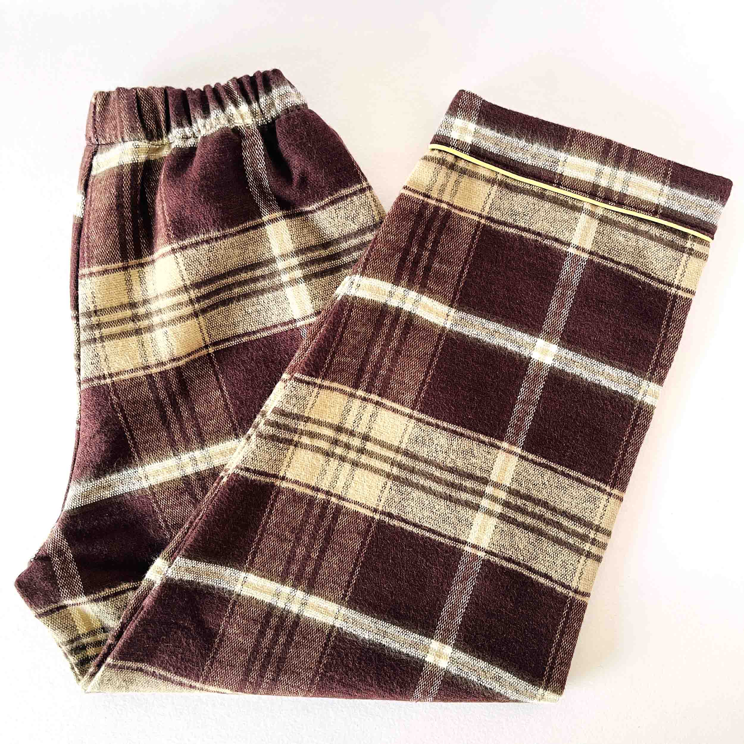 Kidipoo kids brown checkered flannel pajama elastic waist soft warm kids sleepwear bottom