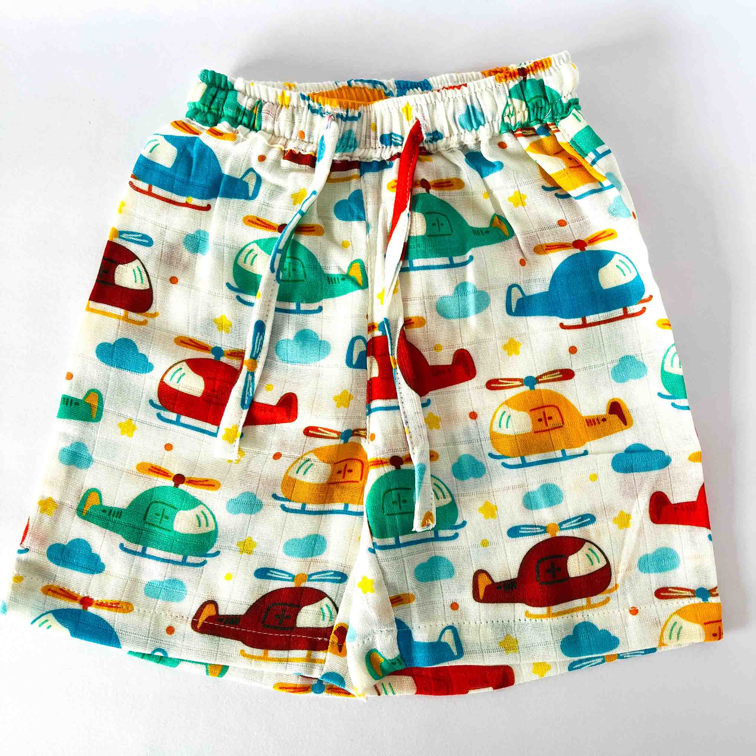 Kids printed coord set with helicopter design, lightweight summer wear