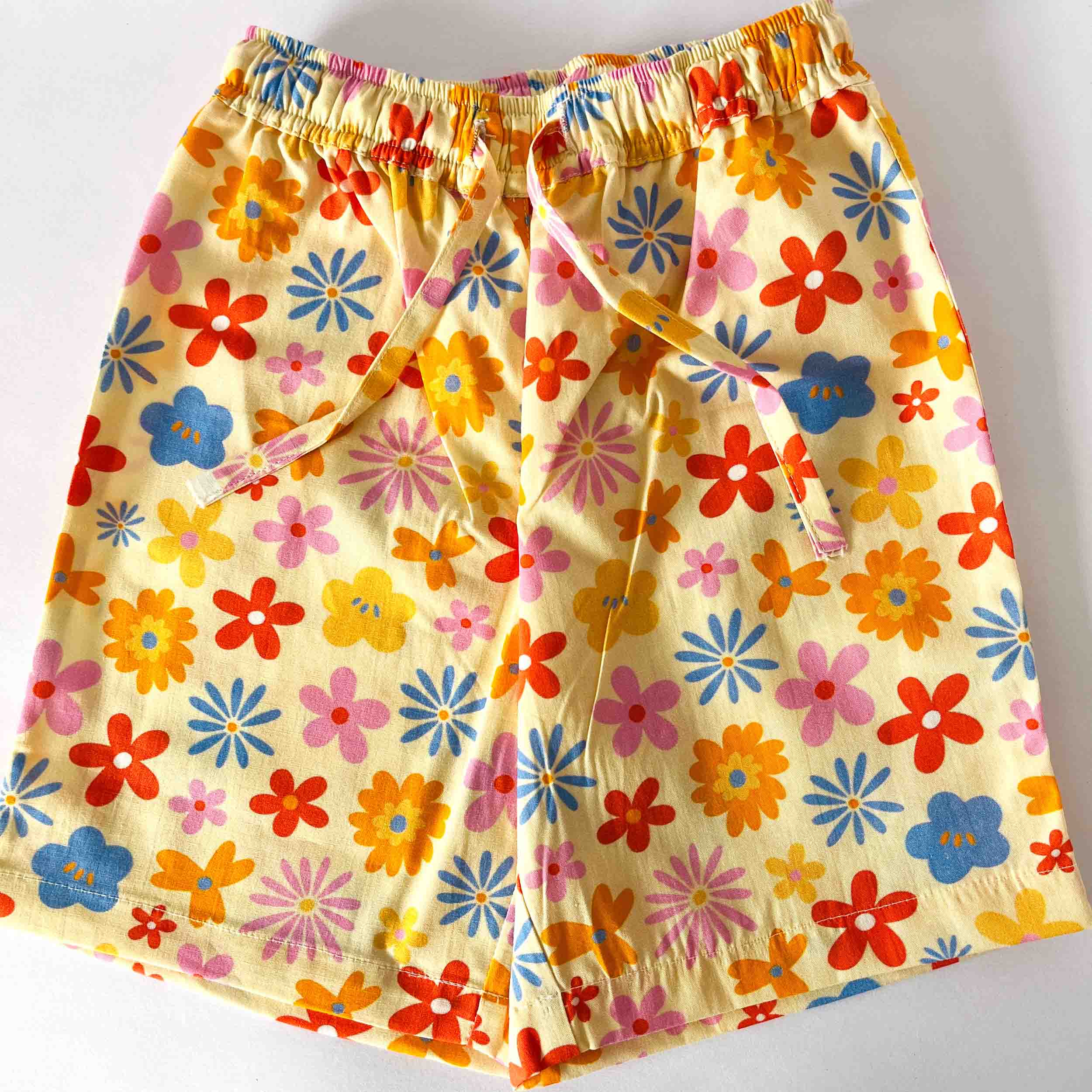 Kids shorts with floral print elastic waist summer wear