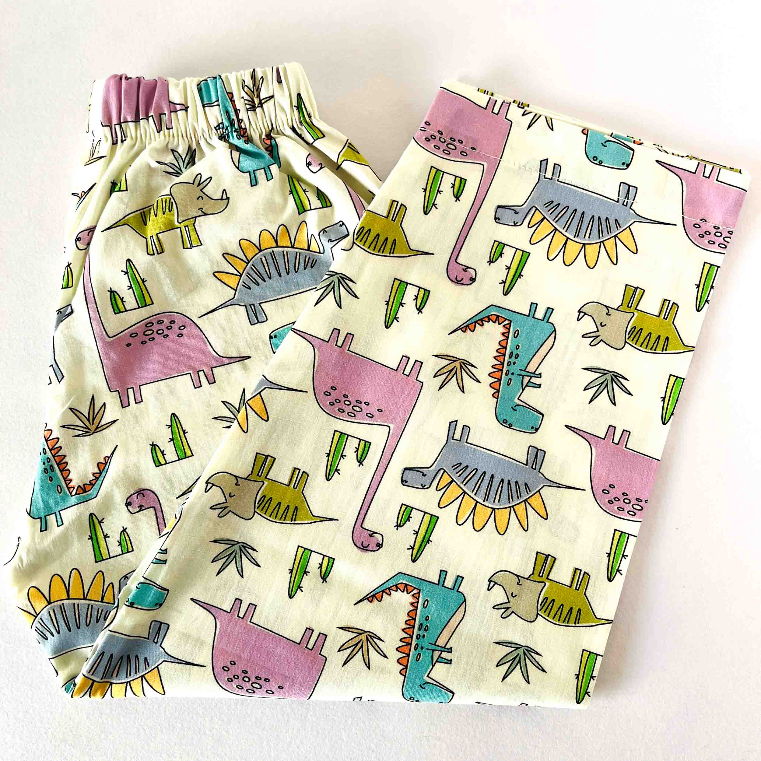 Kids cotton pajama with dinosaur print and comfortable elastic waistband 