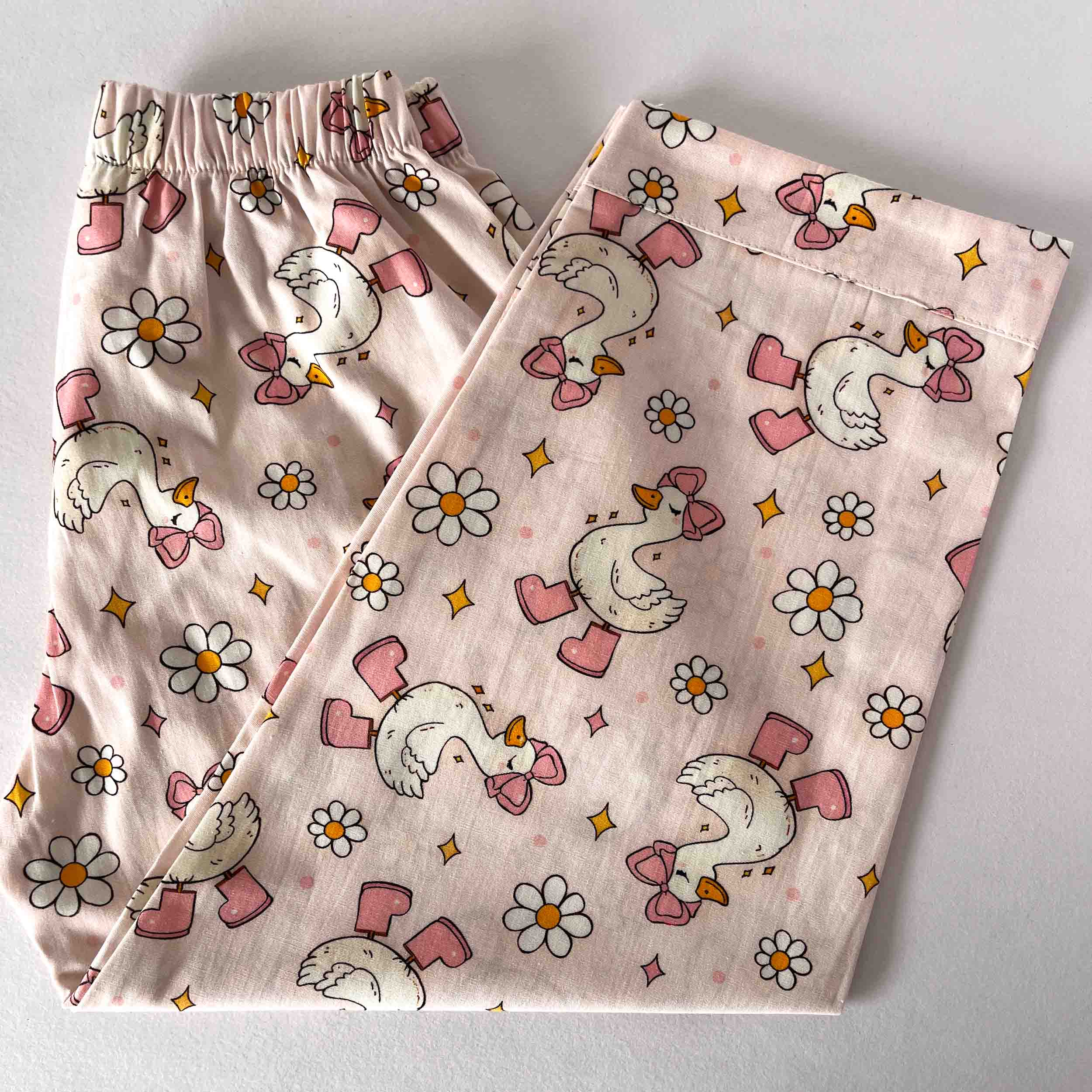 kids duck print cotton sleepwear pajama soft elastic waist