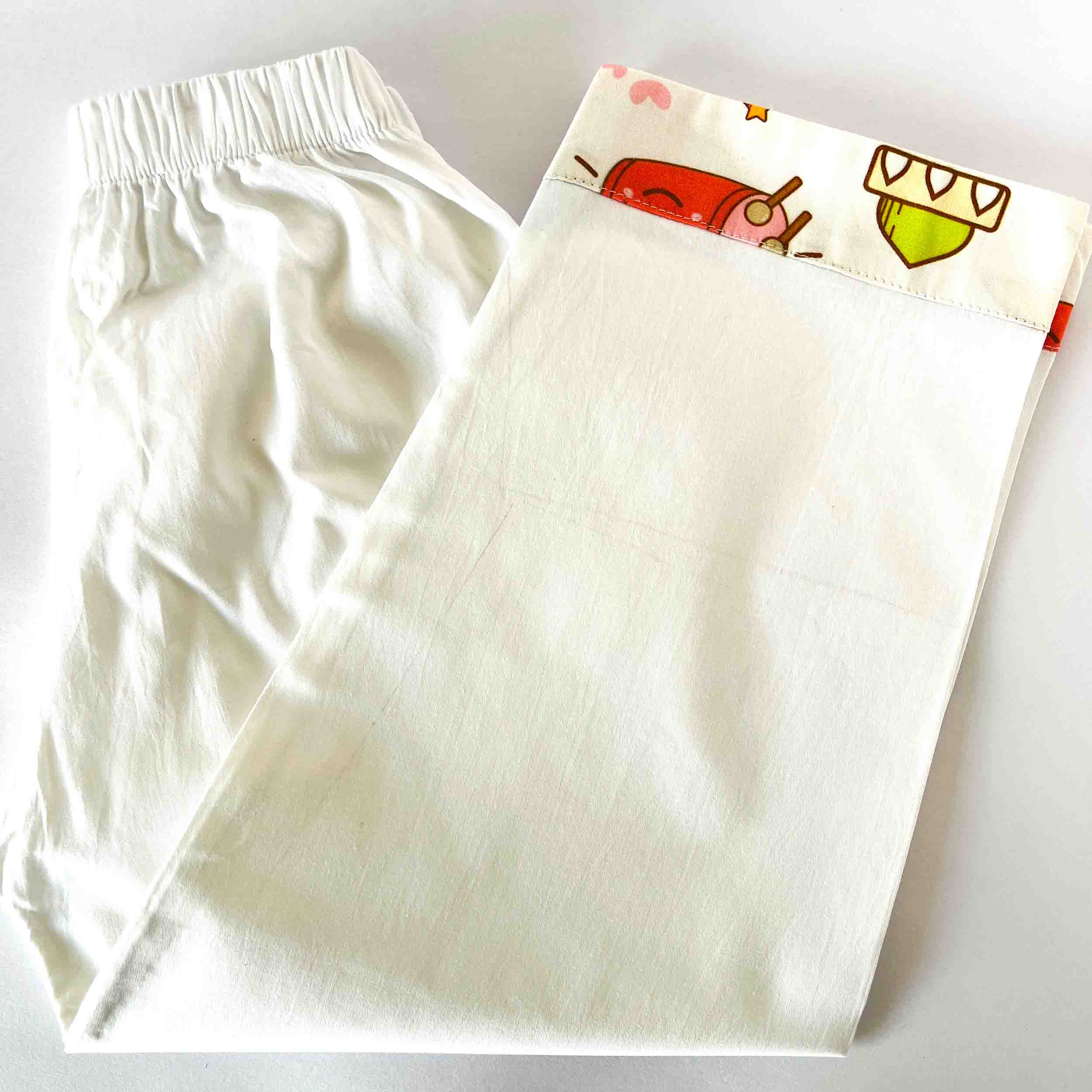 Kids solid White cotton pajama with elastic waist, soft breathable comfortable traditional bottom wear for boys and girls