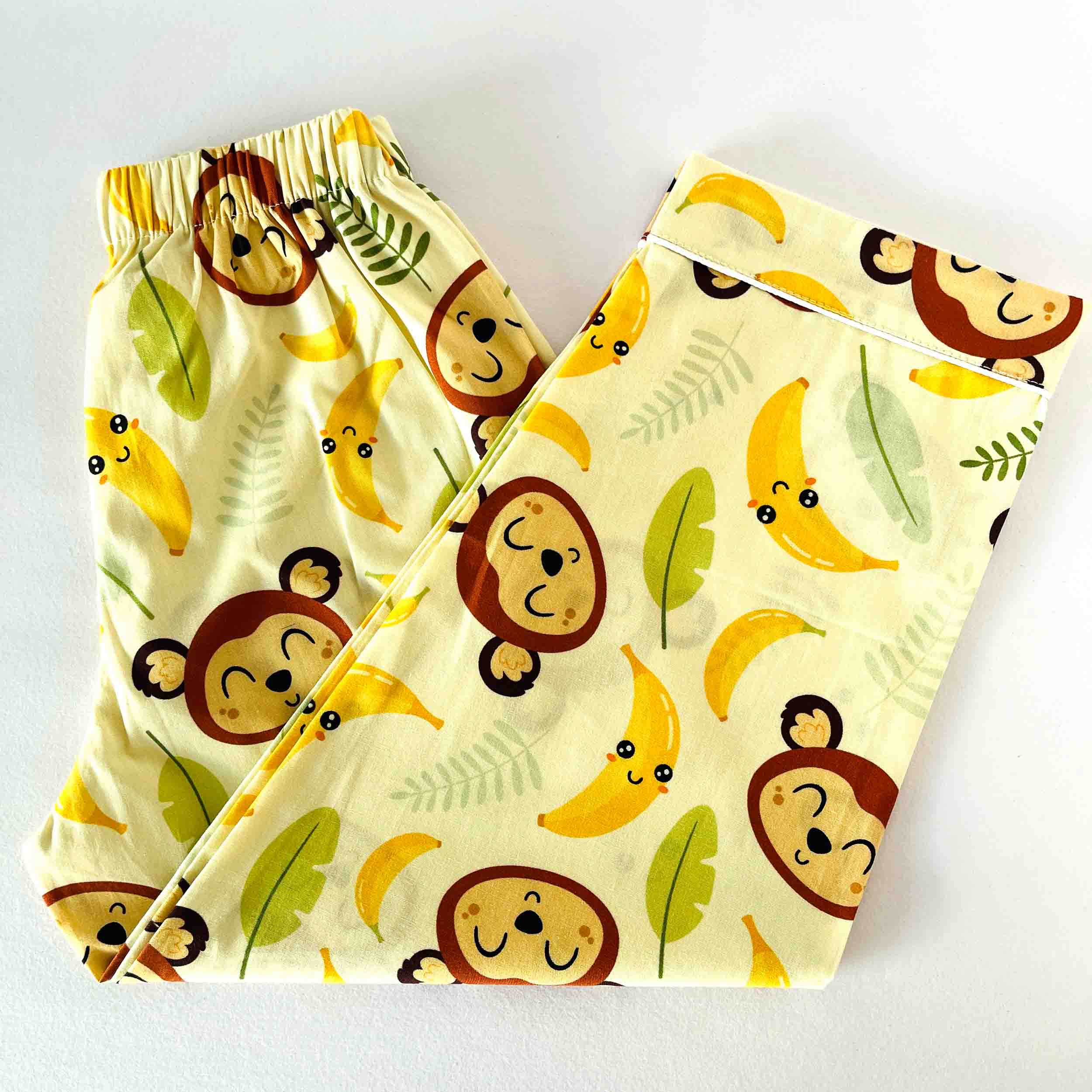 Kids monkey print pajama elastic waist cotton nightwear bottom fun sleepwear set