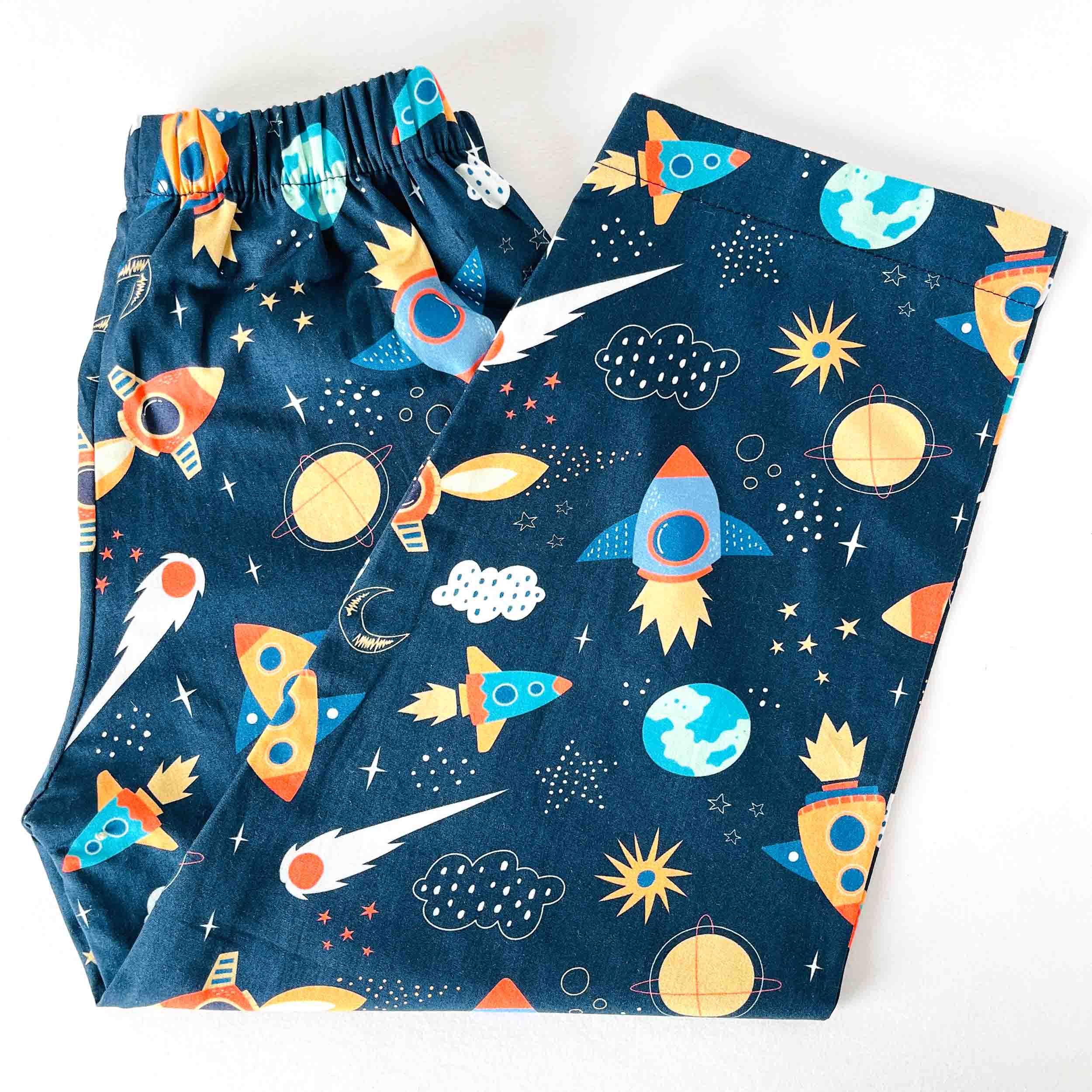 Kids galaxy print cotton pajama with elastic waistband soft breathable comfortable nightwear for boys and girls