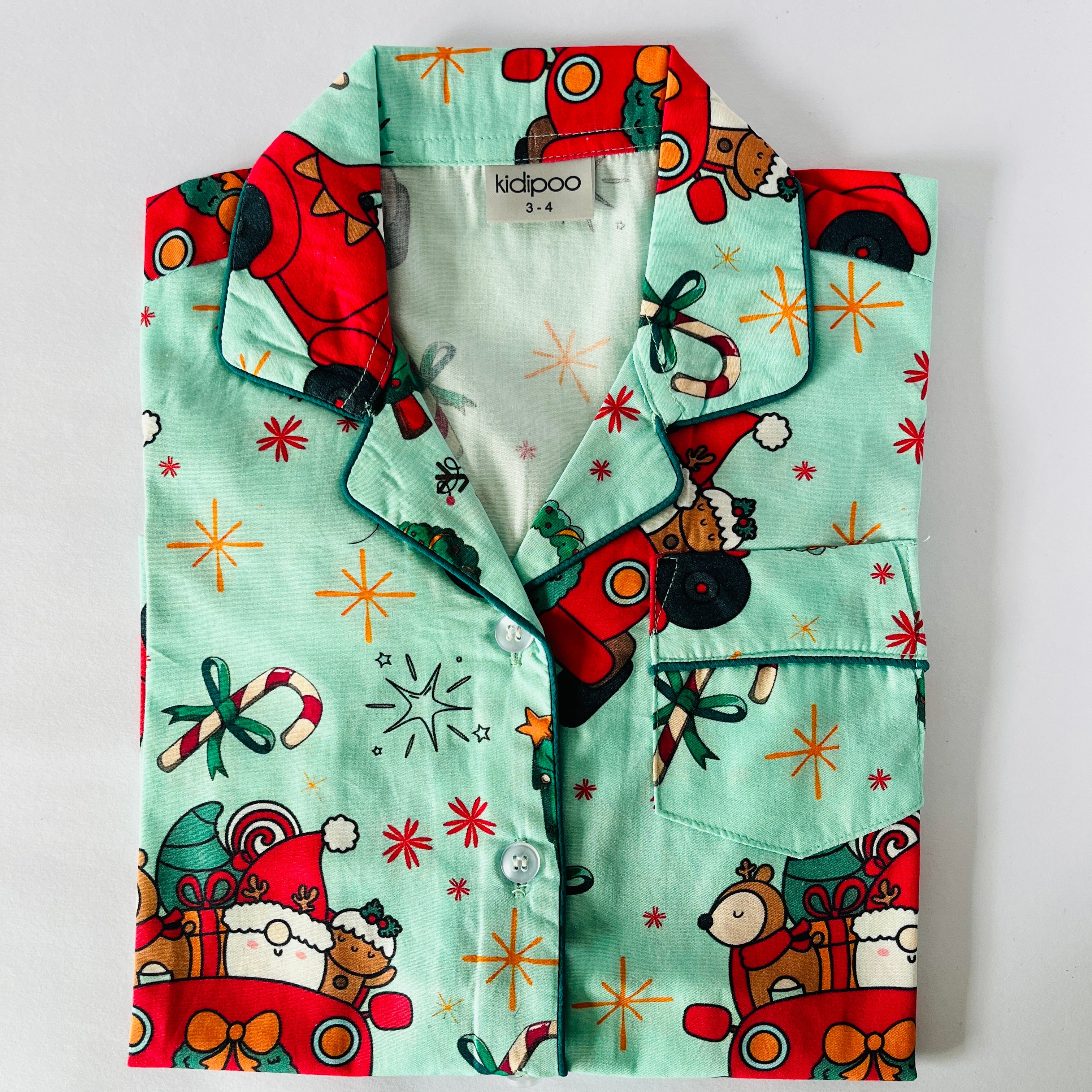 Green Car Santa Night Suit