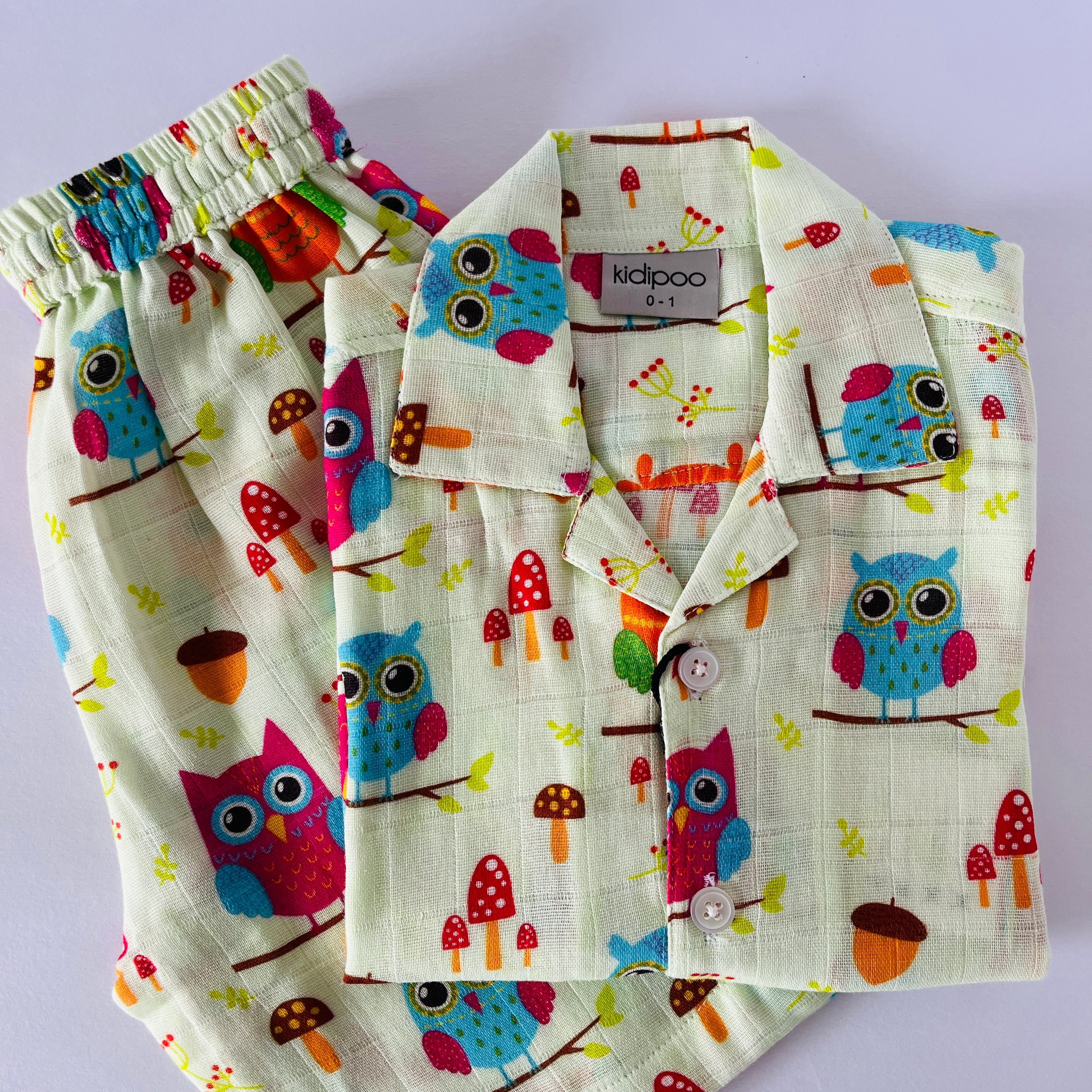 Fun Owl Muslin Coord Set
