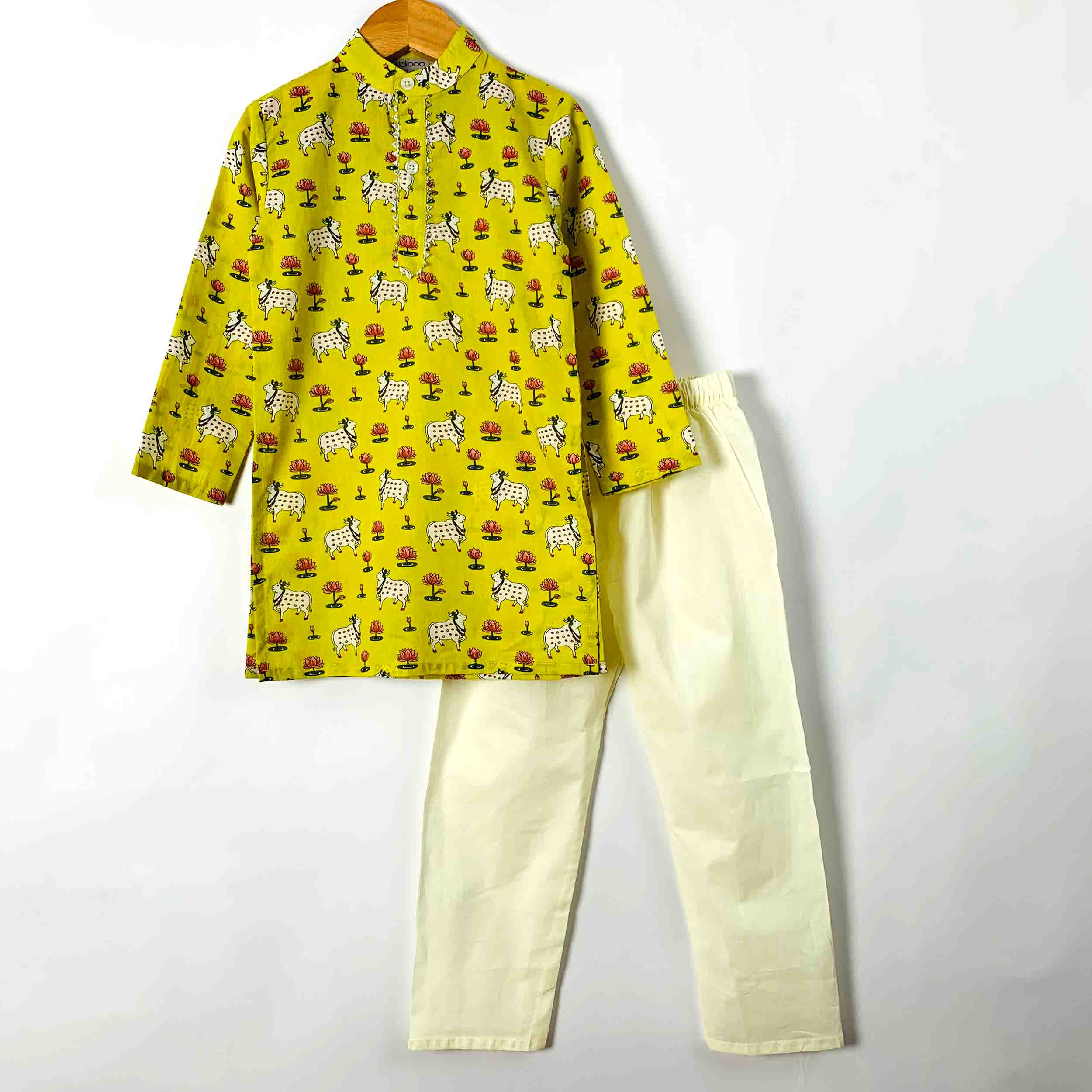 Green Pichwai Kurta Pajama