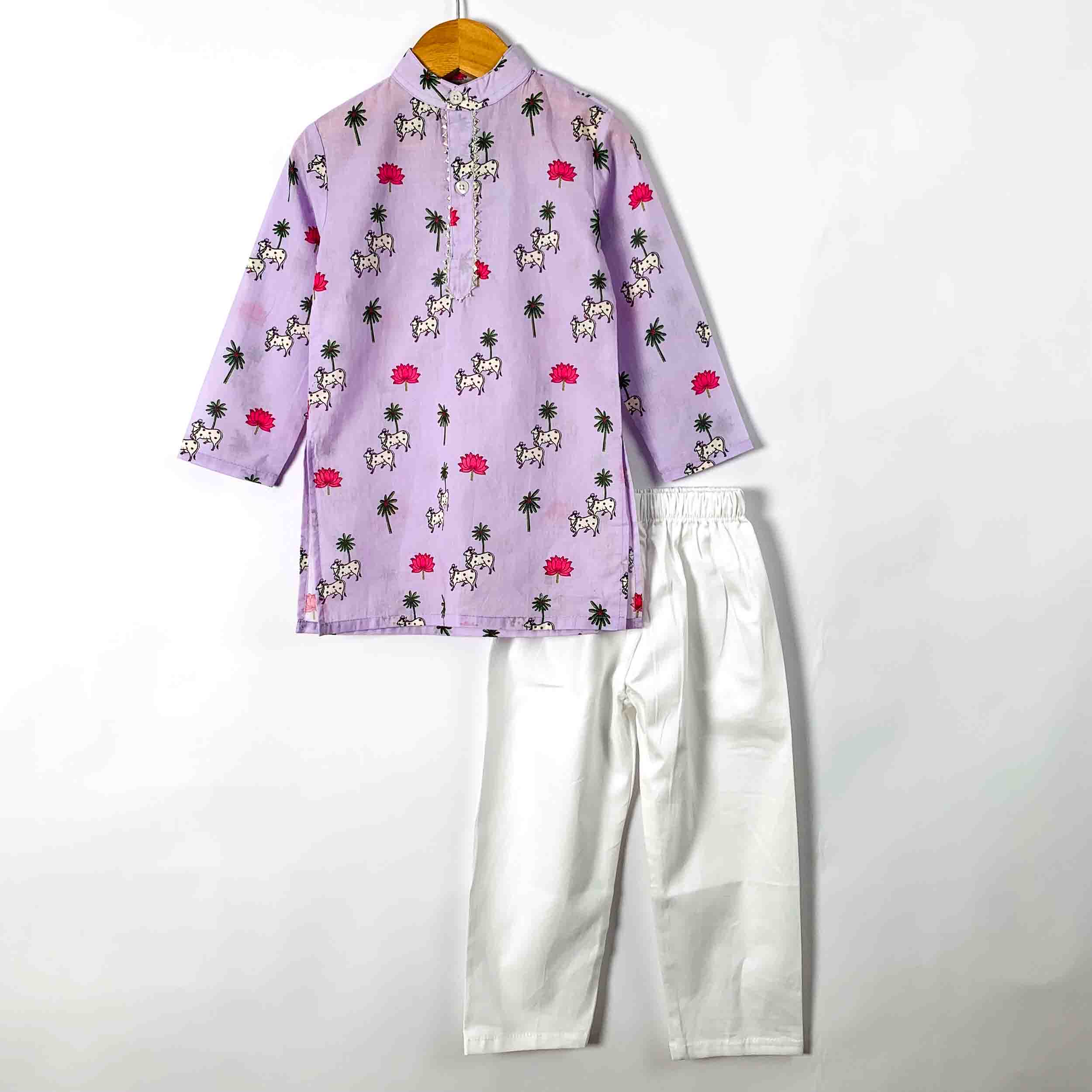 Purple Pichwai Kurta Pajama