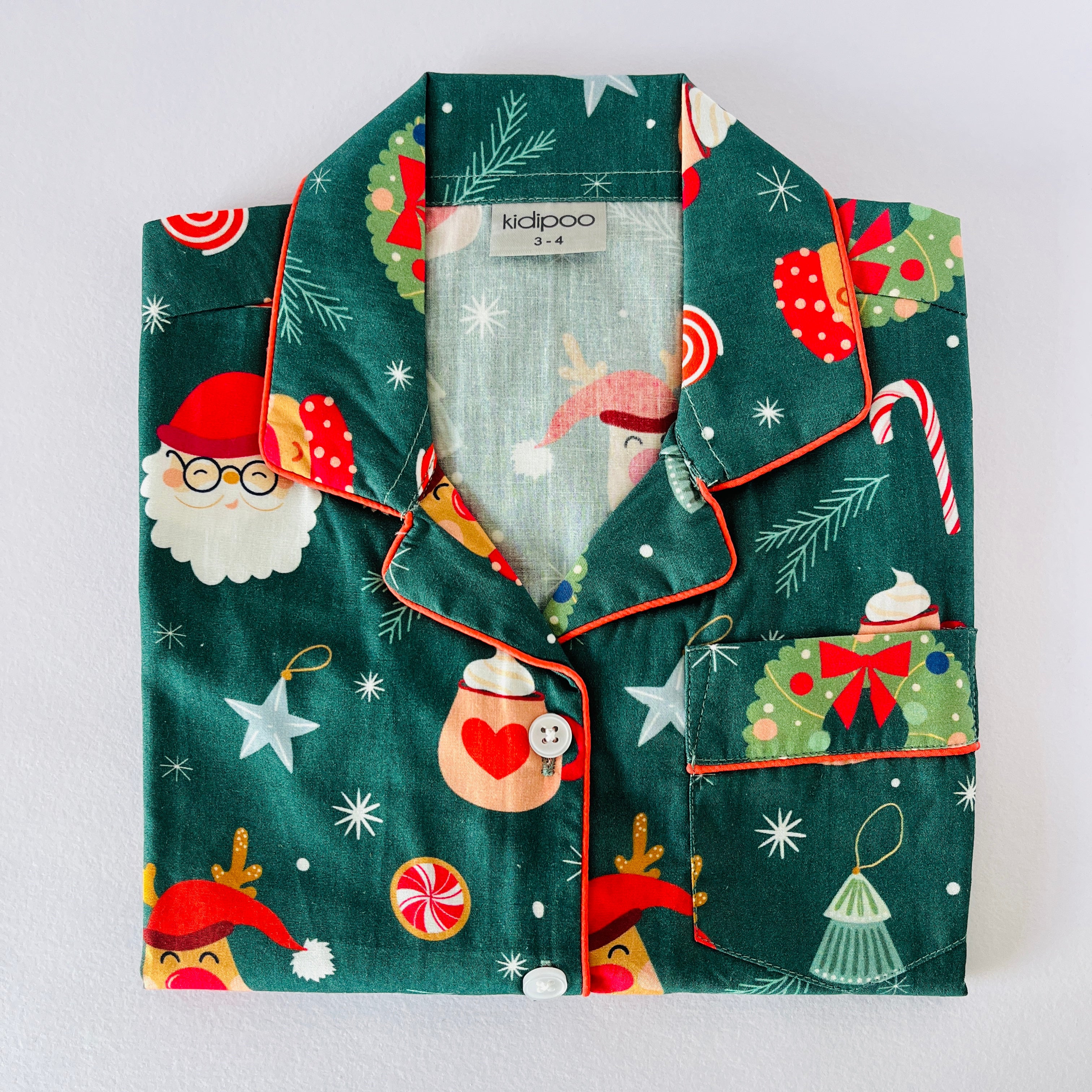 Green Studious Santa Night Suit