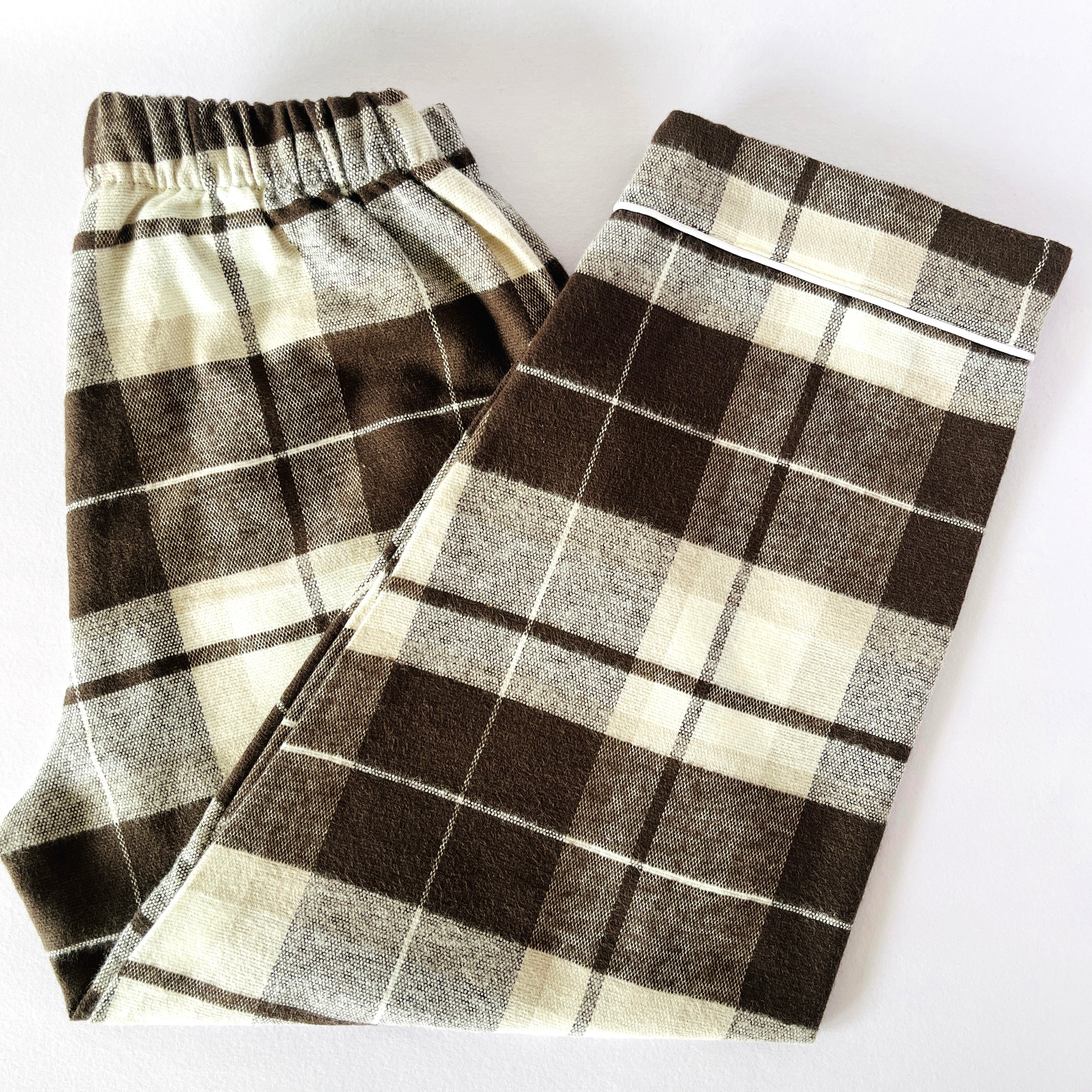 Brown Checks Flannel Night Suit