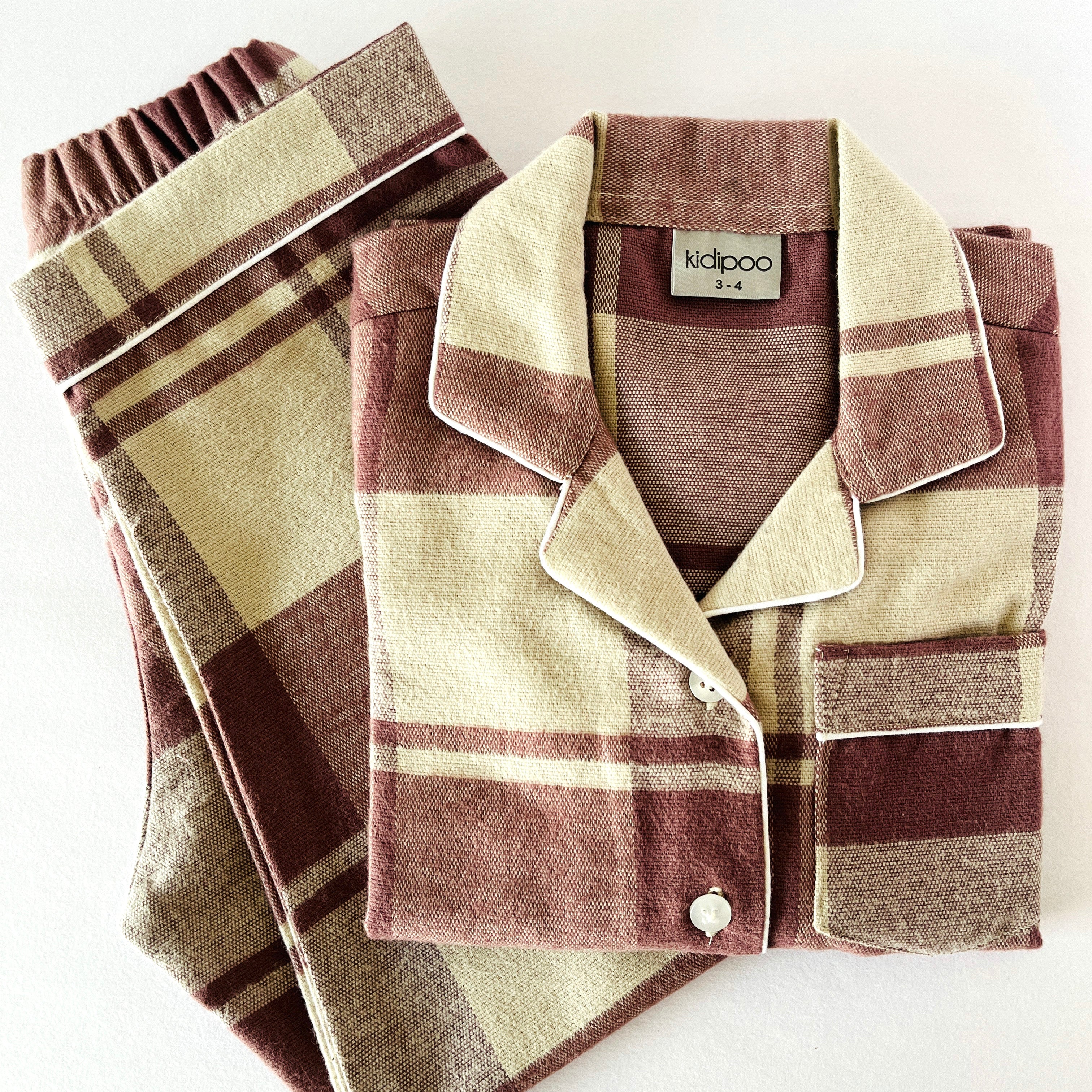 Pastel Pink Checks Flannel Night Suit