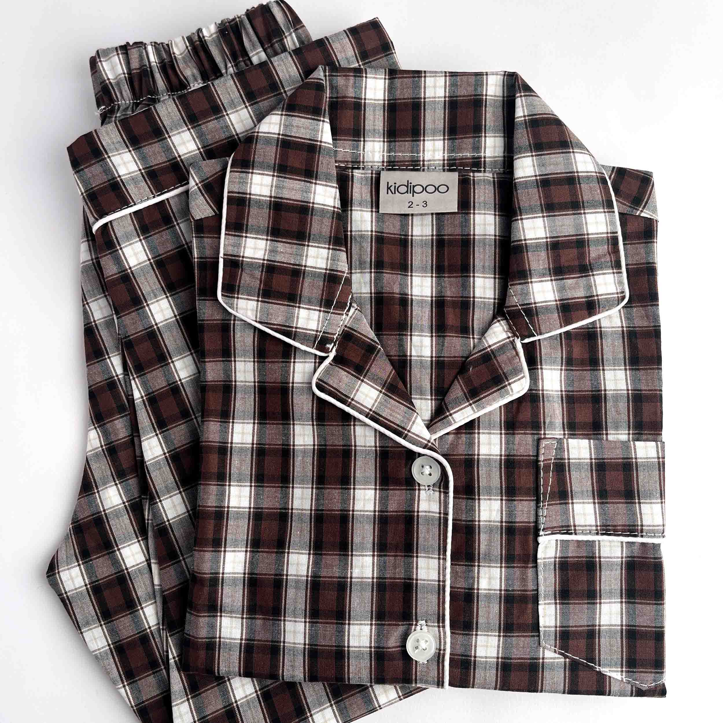 Infinity Brown Checks Night Suit