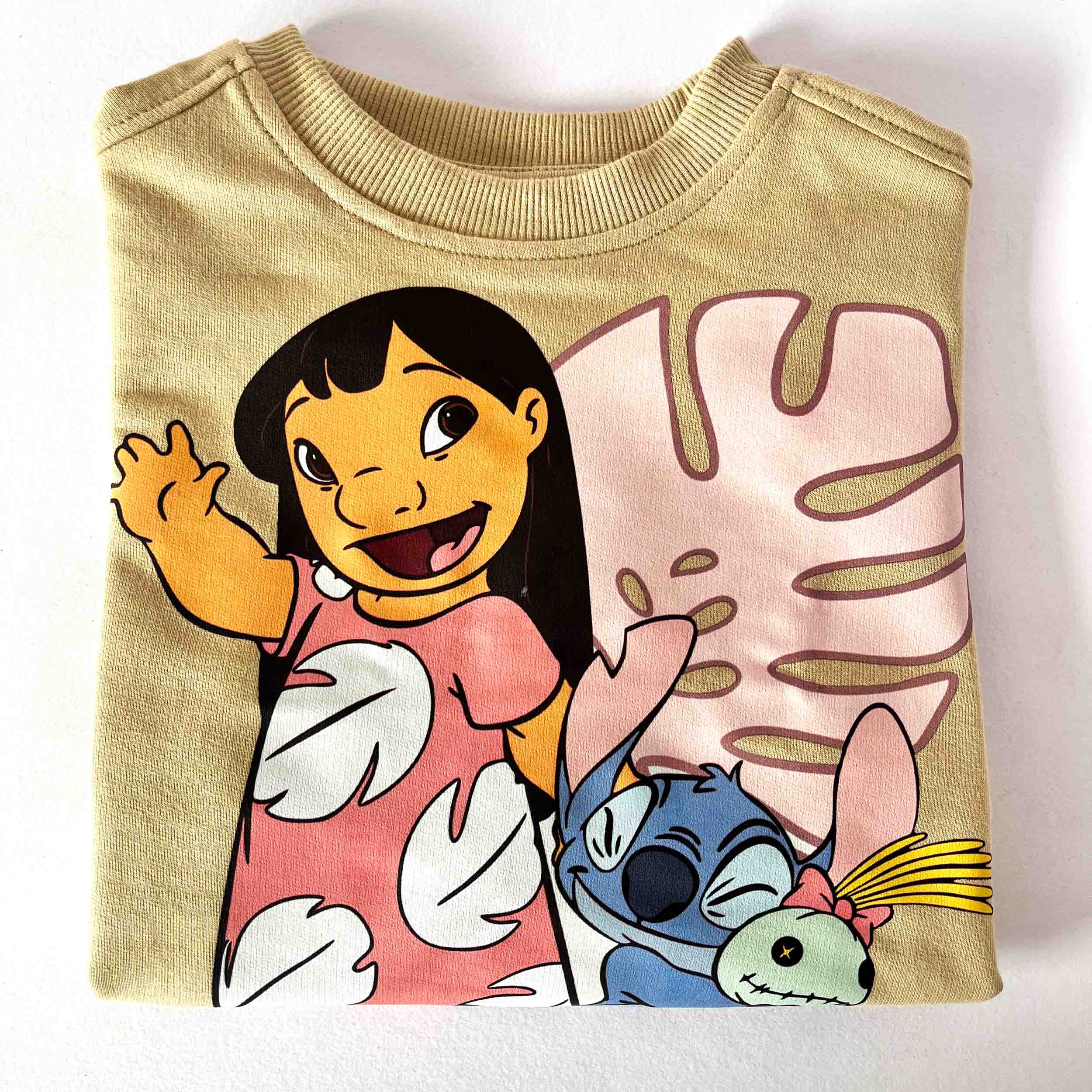 Kids Lilo and Stitch print cotton sweatshirt with round neck and long sleeve design 