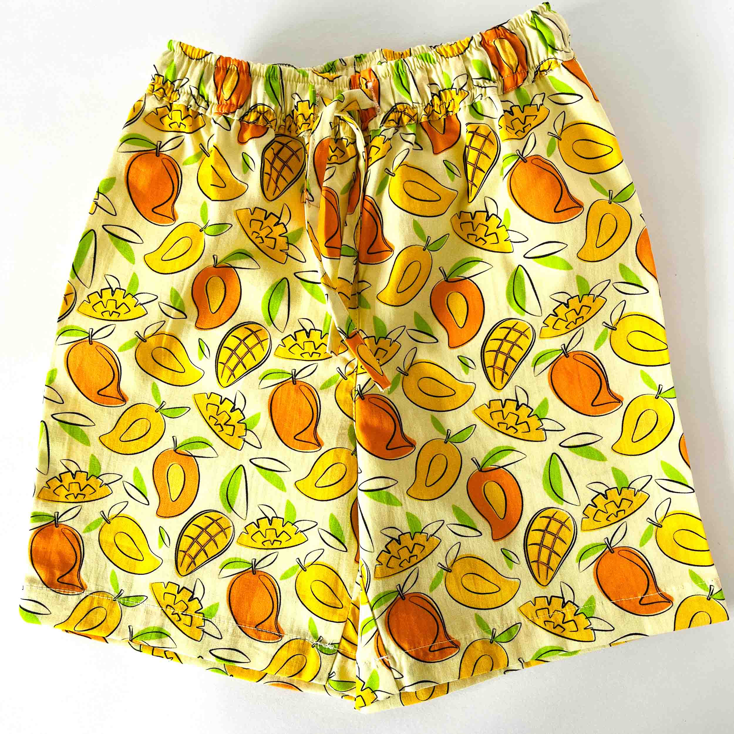 Kids shorts with mango print elastic waist summer wear