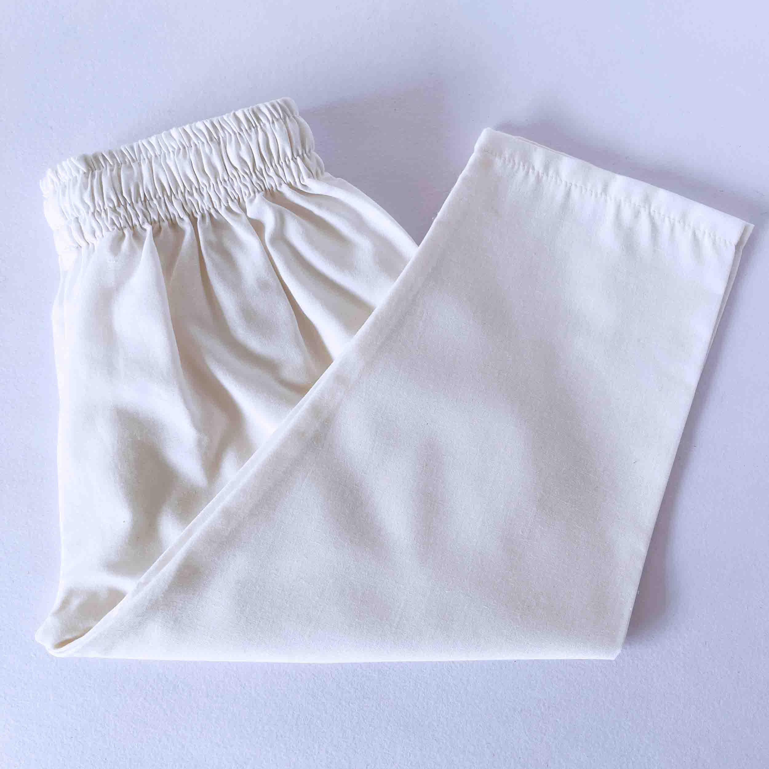 Kids white cotton plain pajama with elastic waist soft breathable comfortable kurta pajama bottom